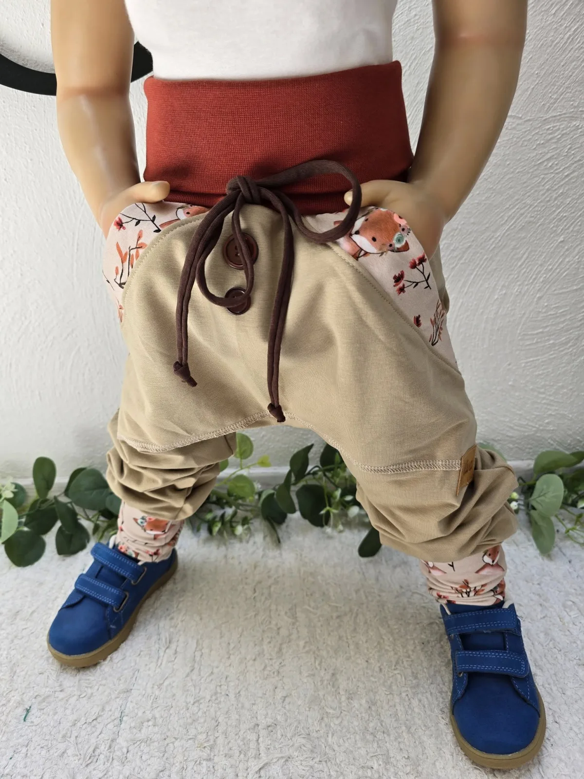 Organic Sweat Kinder Pumphose Gr.104/110 Mitwachshose Fuchs – Bild 2