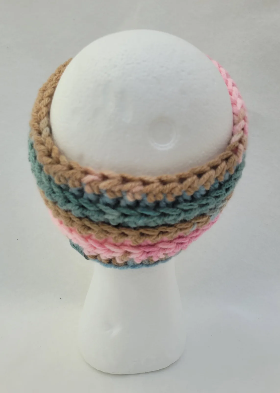 2-teiliges Winter Set bunt für Damen mit Stirnband KU 52–56 cm und Halswärmer -dicke Mischwolle (20% Wolle) handgehäkelt – Bild 14