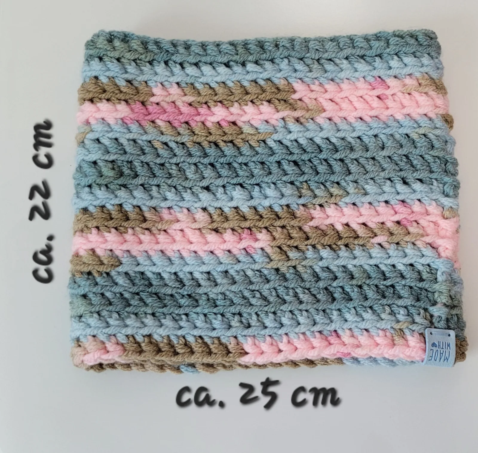 2-teiliges Winter Set bunt für Damen mit Stirnband KU 54–57 cm und Halswärmer -dicke Mischwolle (20% Wolle) handgehäkelt – Bild 9
