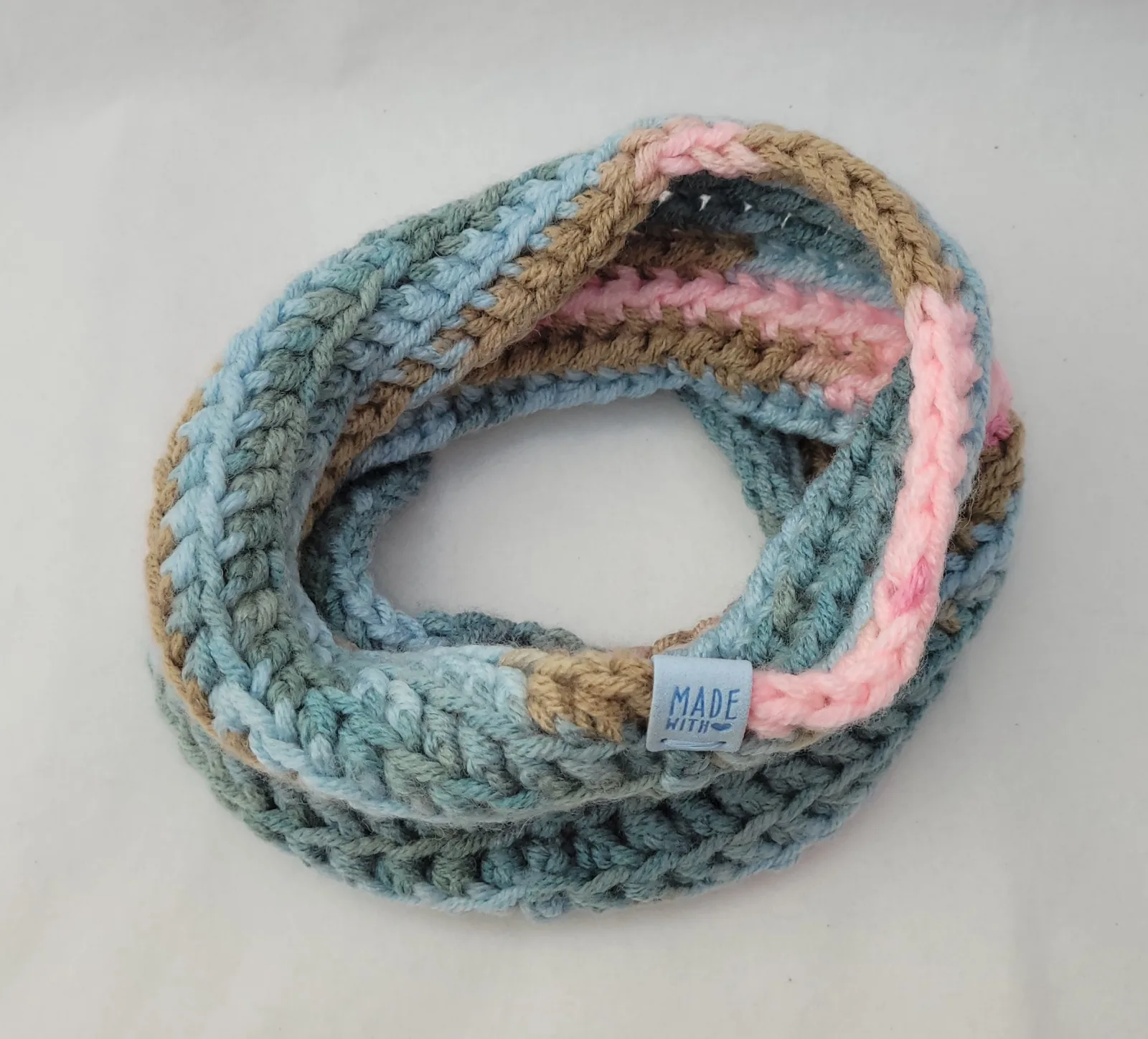 2-teiliges Winter Set bunt für Damen mit Stirnband KU 54–57 cm und Halswärmer -dicke Mischwolle (20% Wolle) handgehäkelt – Bild 10