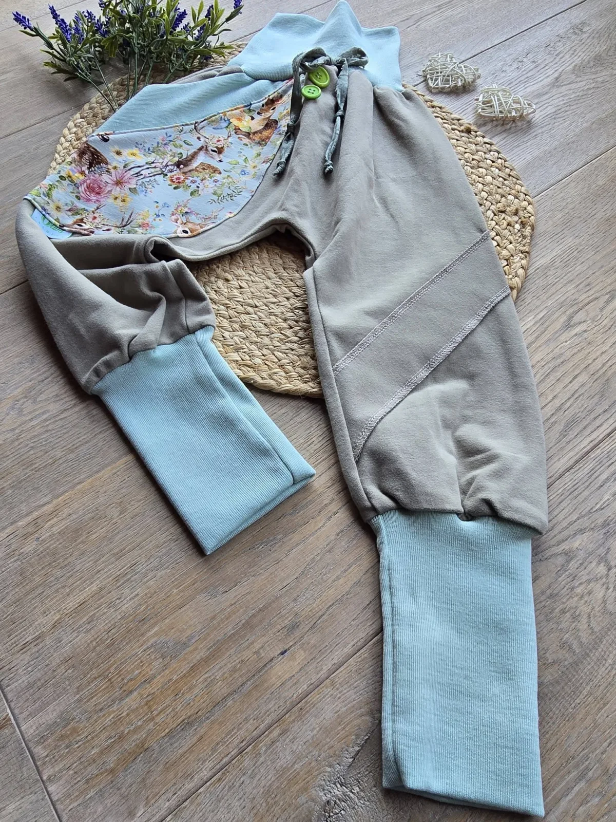 Sweat Organic Kinder Mädchen Pumphose Unikat 104/110 Waldtiere – Bild 4