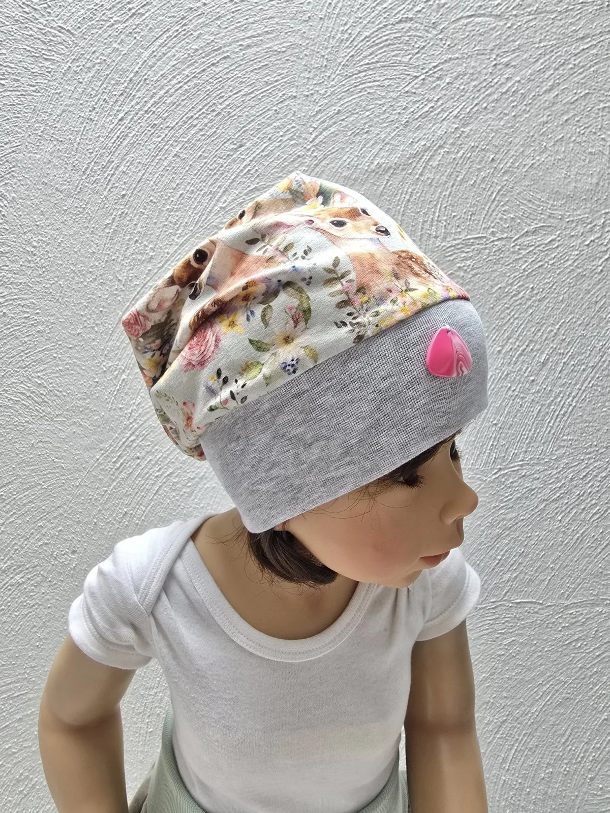 Beanie Mädchen Sweat Organic KU.48-52 Waldtiere einlagig – Bild 2