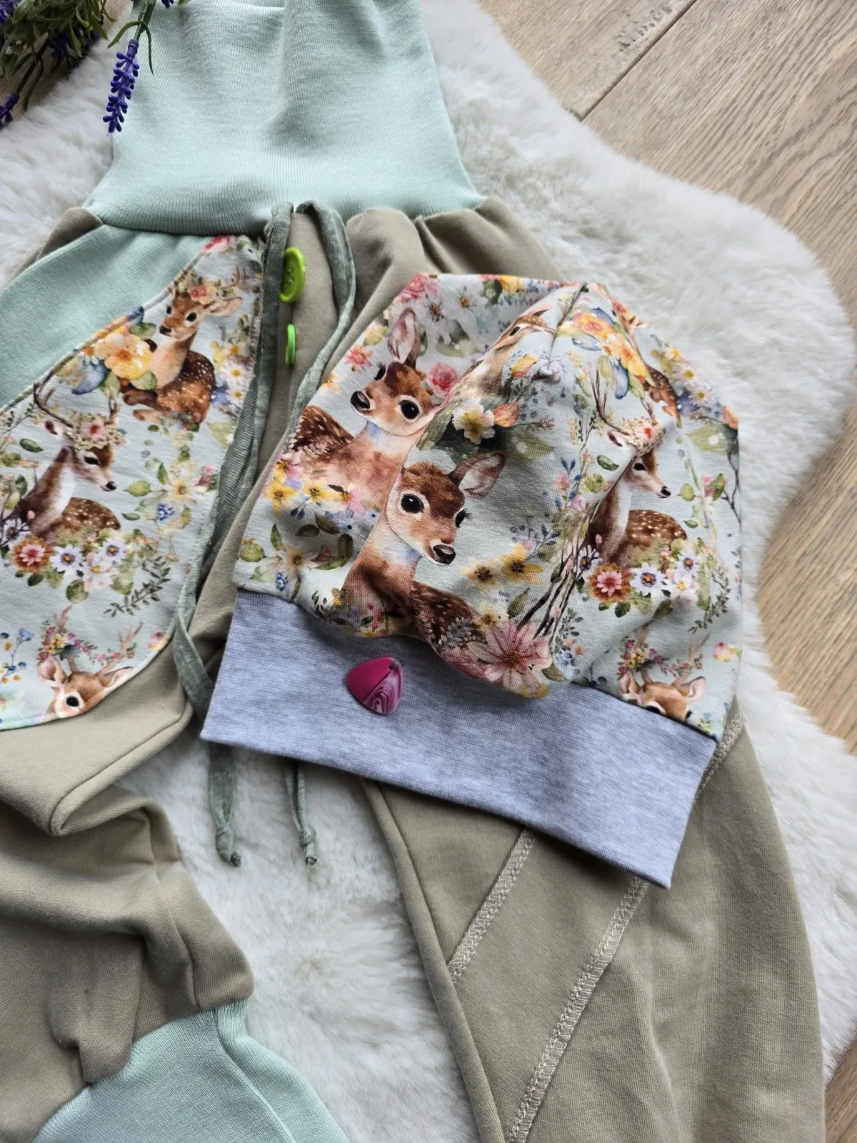 Beanie Mädchen Sweat Organic KU.48-52 Waldtiere einlagig – Bild 4