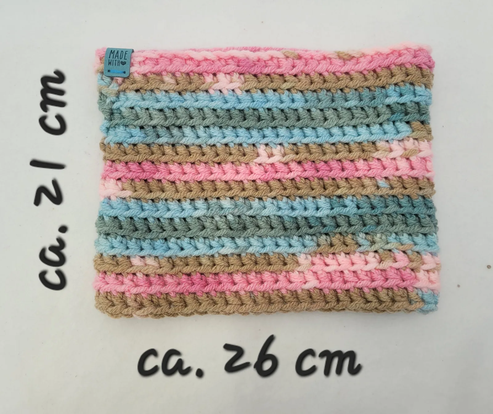 Handgehäkelter Halswärmer für Damen Bunt Winter Schlauchschal dicke Mischwolle (20% Wolle) Einheitsgröße – Bild 4