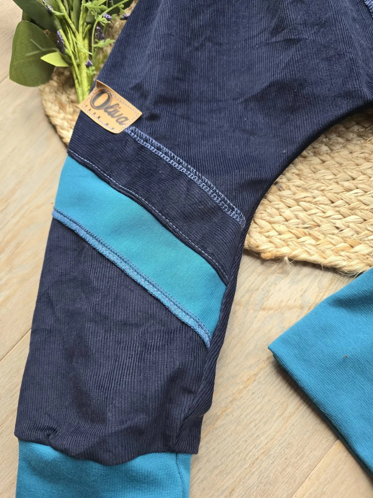 Cord Pumphose Jungenhose Gr.104/110 – Blau Unikat mit Dino – Bild 6