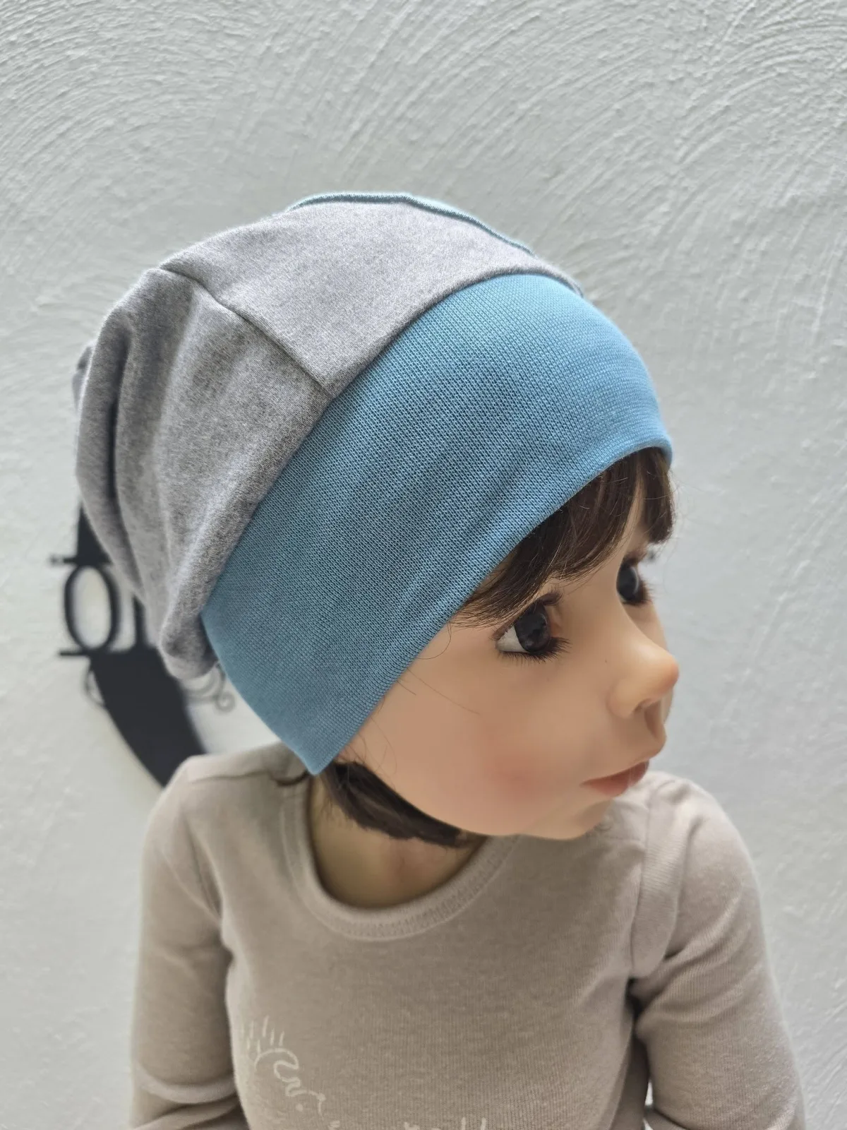Organic Sweat Beanie Mütze Kinder Grau KU.46-50 cm Dino – Bild 5
