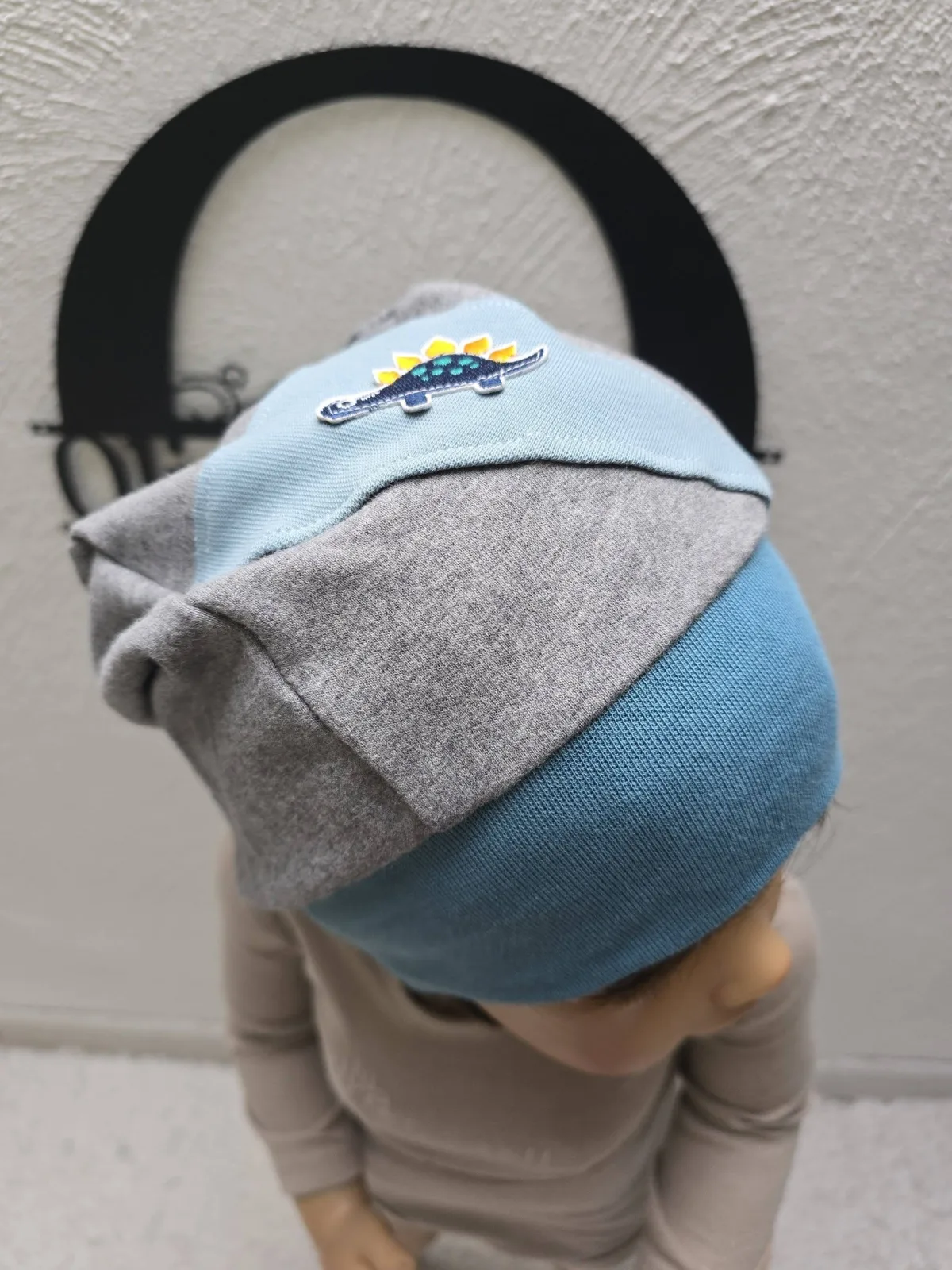 Organic Sweat Beanie Mütze Kinder Grau KU.46-50 cm Dino – Bild 6