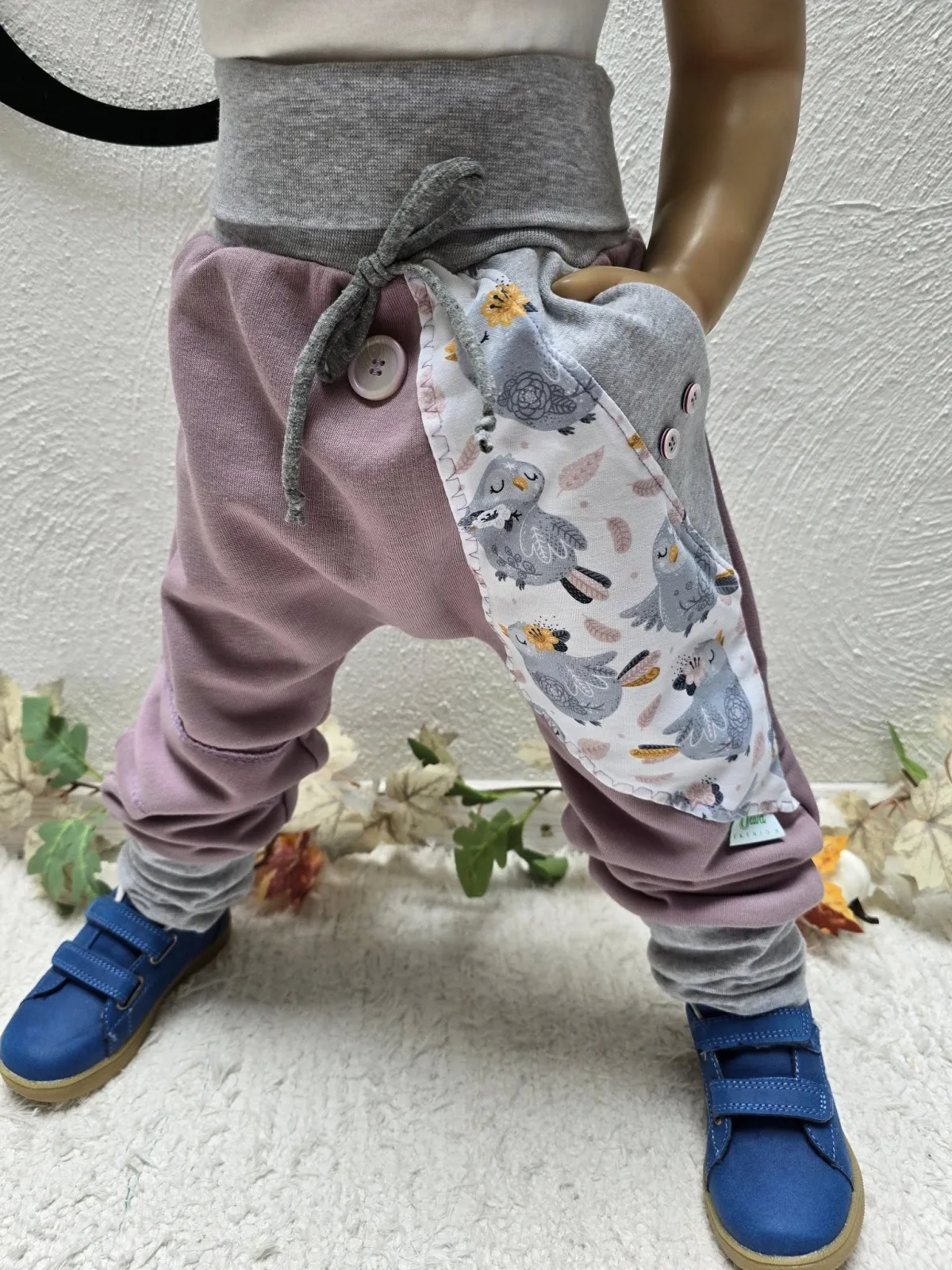 Organic Pumphose Sweat Gr.104/110 Altrosa mit Tiere