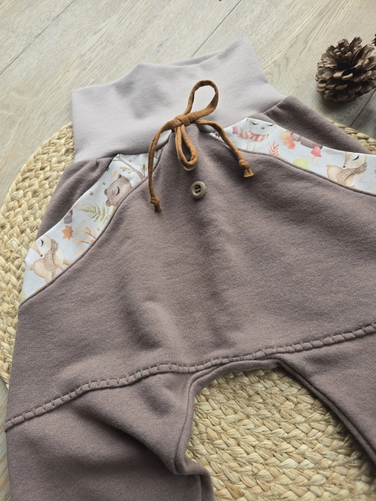 Organic Pumphose Braun 104/110 – Unikat Waldtiere Sweat – Bild 5