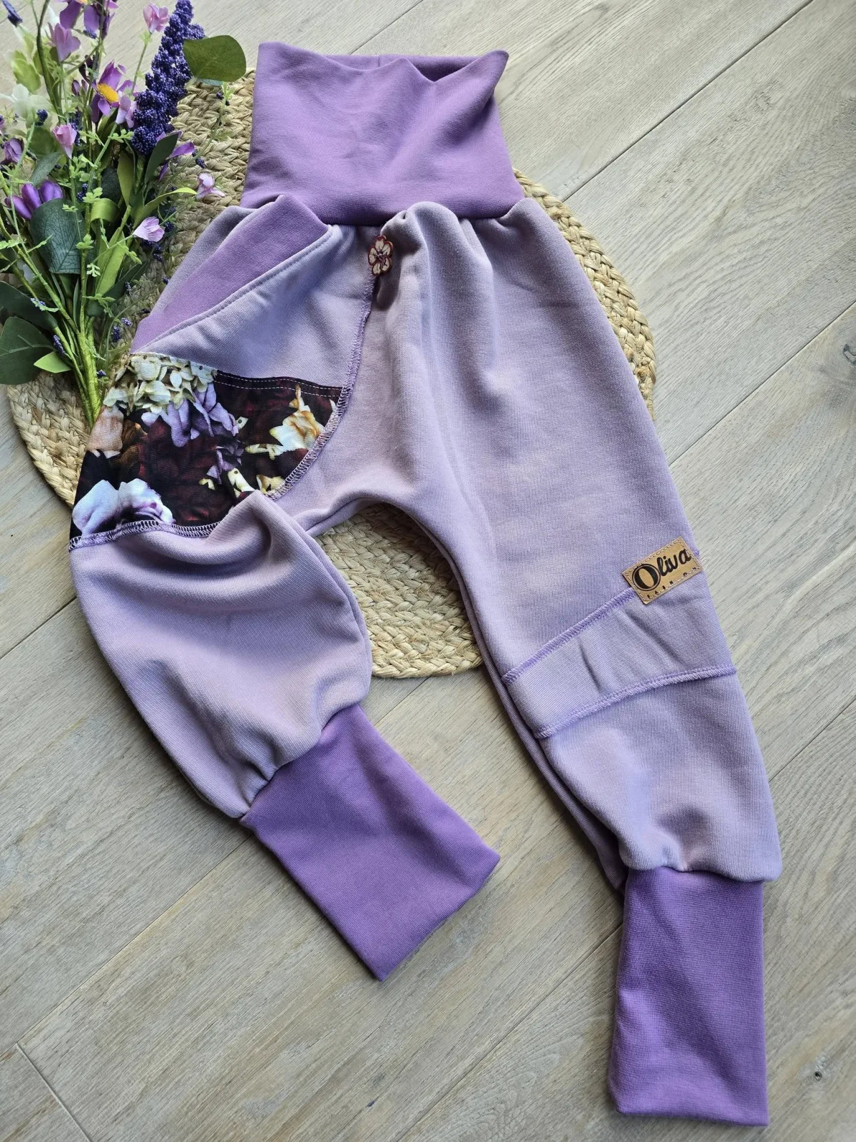 Bio Pumphose Sweat 104/110 Altrosa Blumen Übergang Mädchen