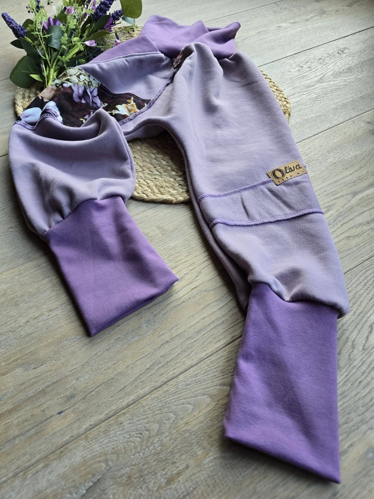 Bio Pumphose Sweat 104/110 Altrosa Blumen Übergang Mädchen – Bild 6