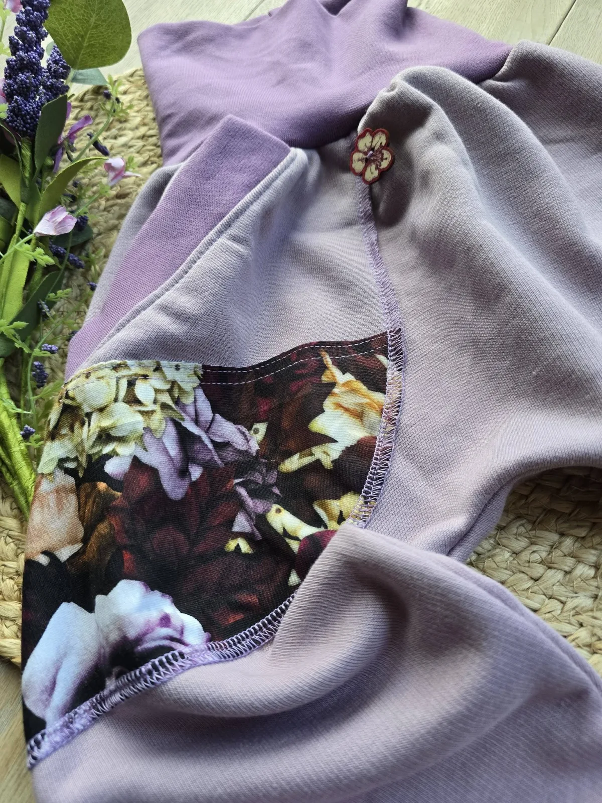 Bio Pumphose Sweat 104/110 Altrosa Blumen Übergang Mädchen – Bild 4
