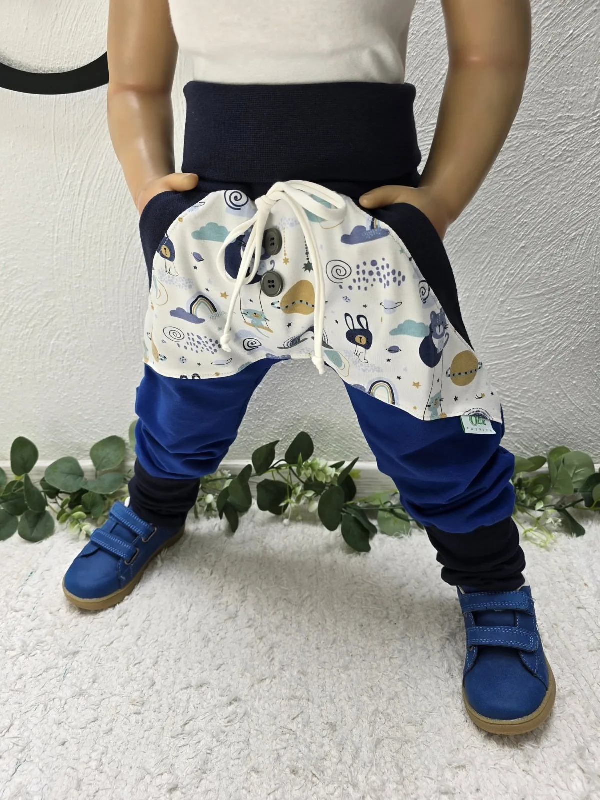 Sweat Bio Pumphose 92/98 Kängurutasche Unikat Tiere