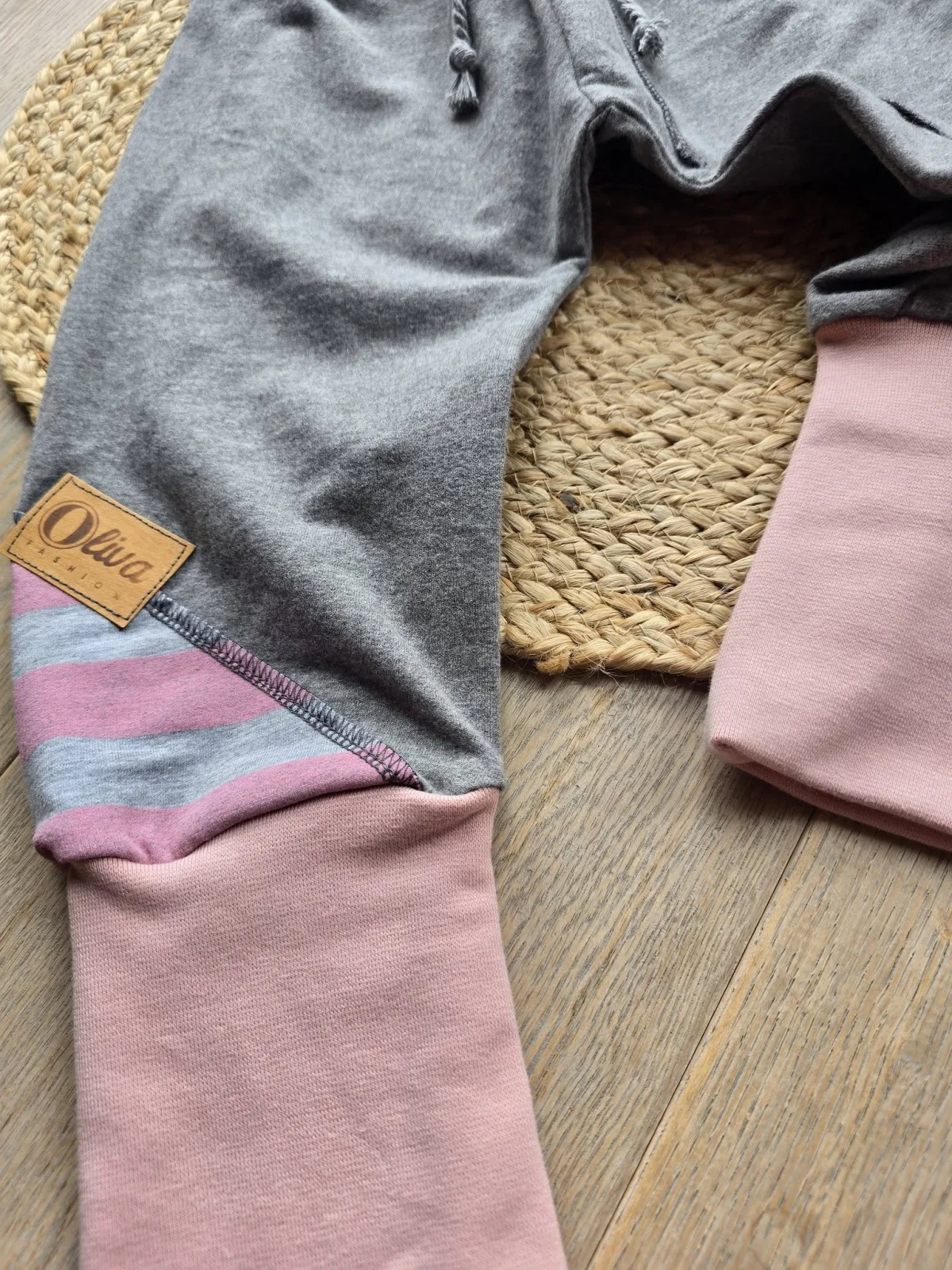 Sweat Bio Pumphose 92/98 Grau/Rosa Mitwachsend Unikat Mädchen – Bild 5