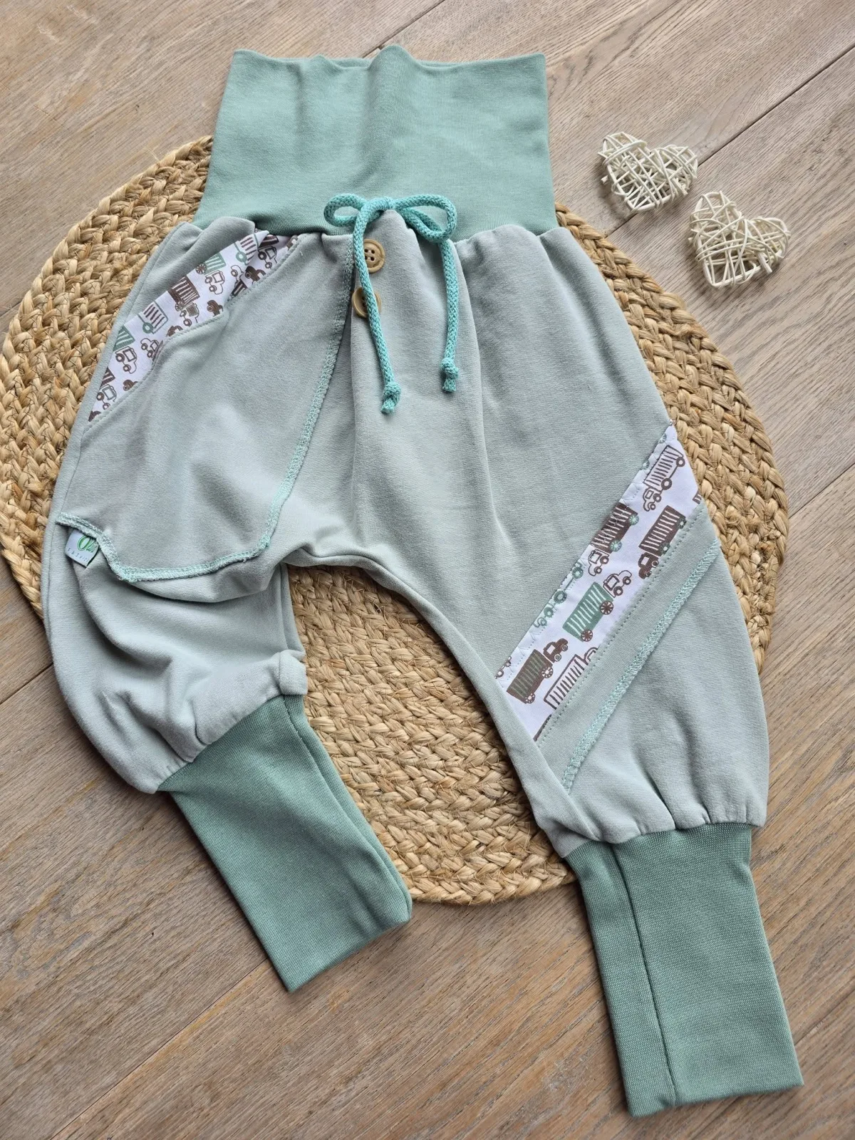 Sweat Bio Pumphose 92/98 Hellgrün Unikat für Jungen LKW – Bild 2