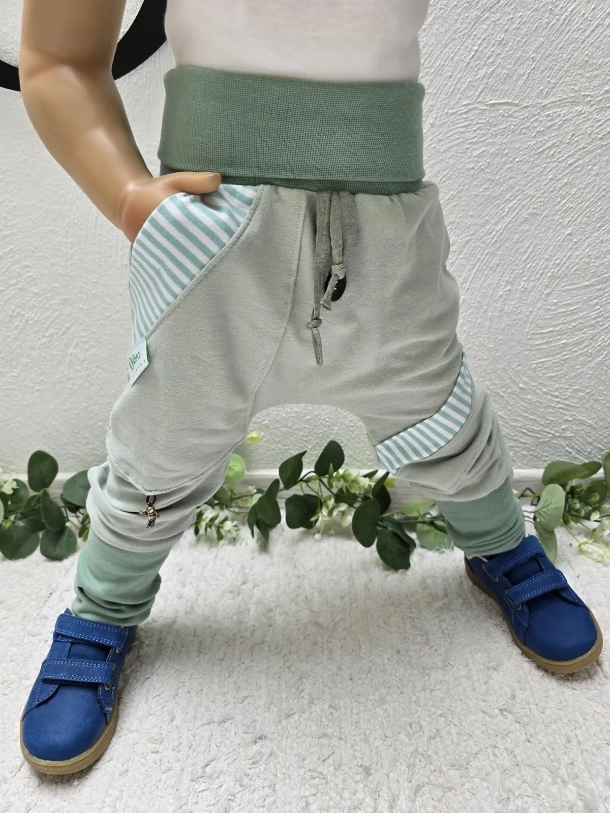 Organic Sweat Pumphose 92/98 Hellgrün – Unikat Unisex