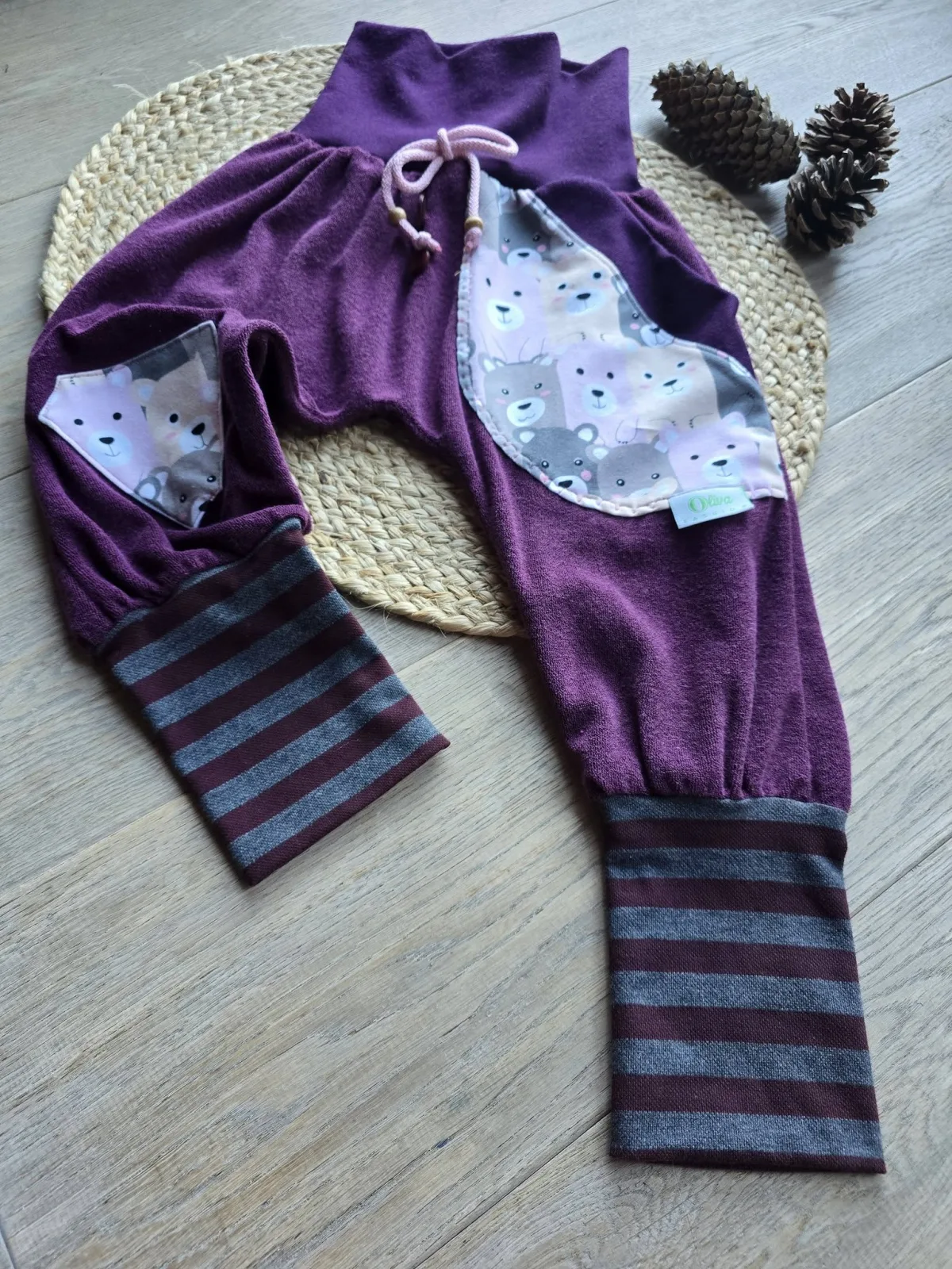 Baumwolle Frottee-Kinderpumphose Gr.92/98 – Unikat Bären – Bild 7