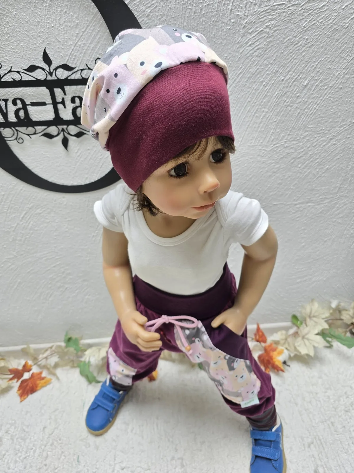 Beanie Mütze KU.48-52 cm Übergan gefüttert Bärenmotive Mädchen – Bild 5