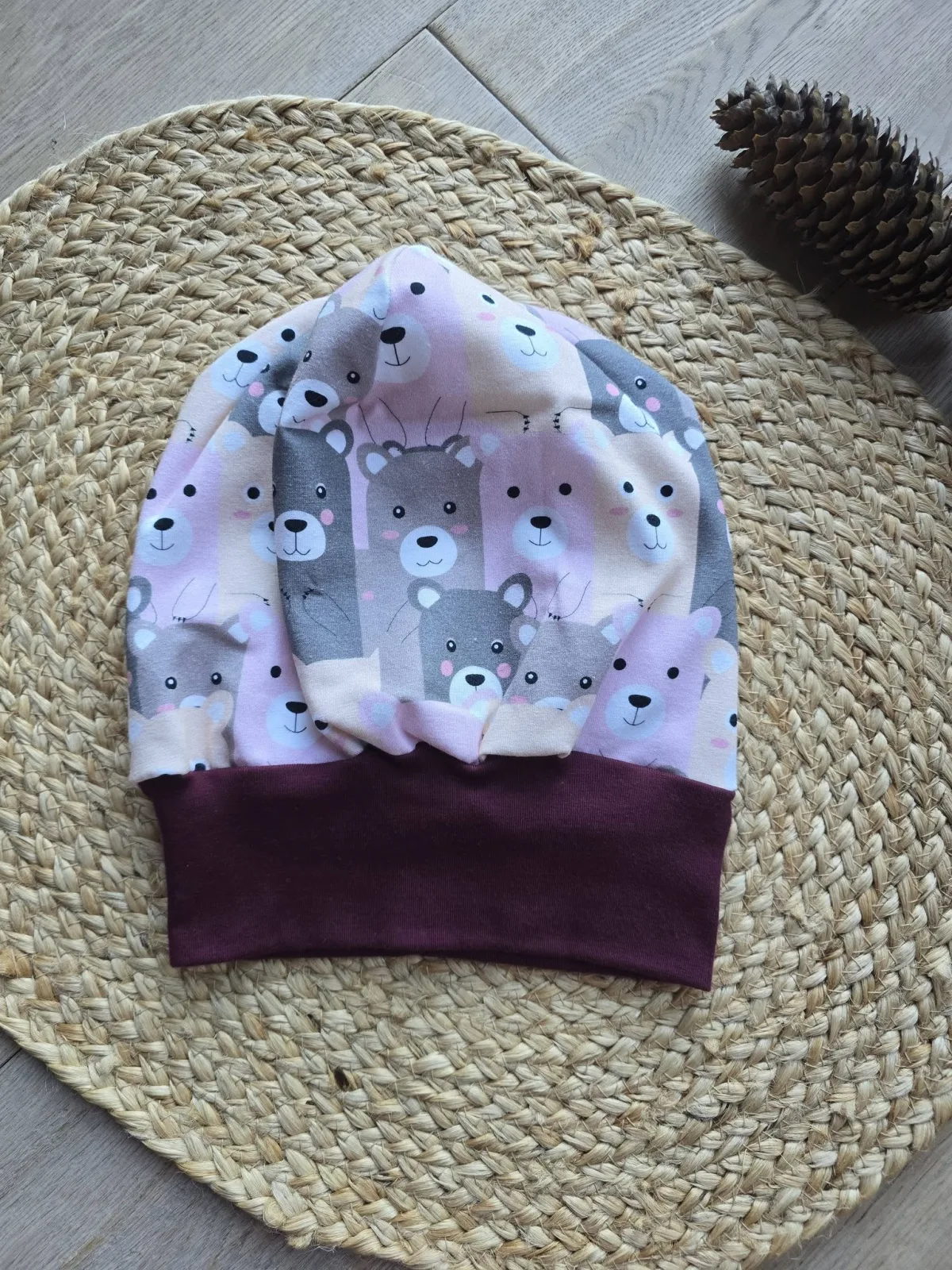Beanie Mütze KU.48-52 cm Übergan gefüttert Bärenmotive Mädchen – Bild 2