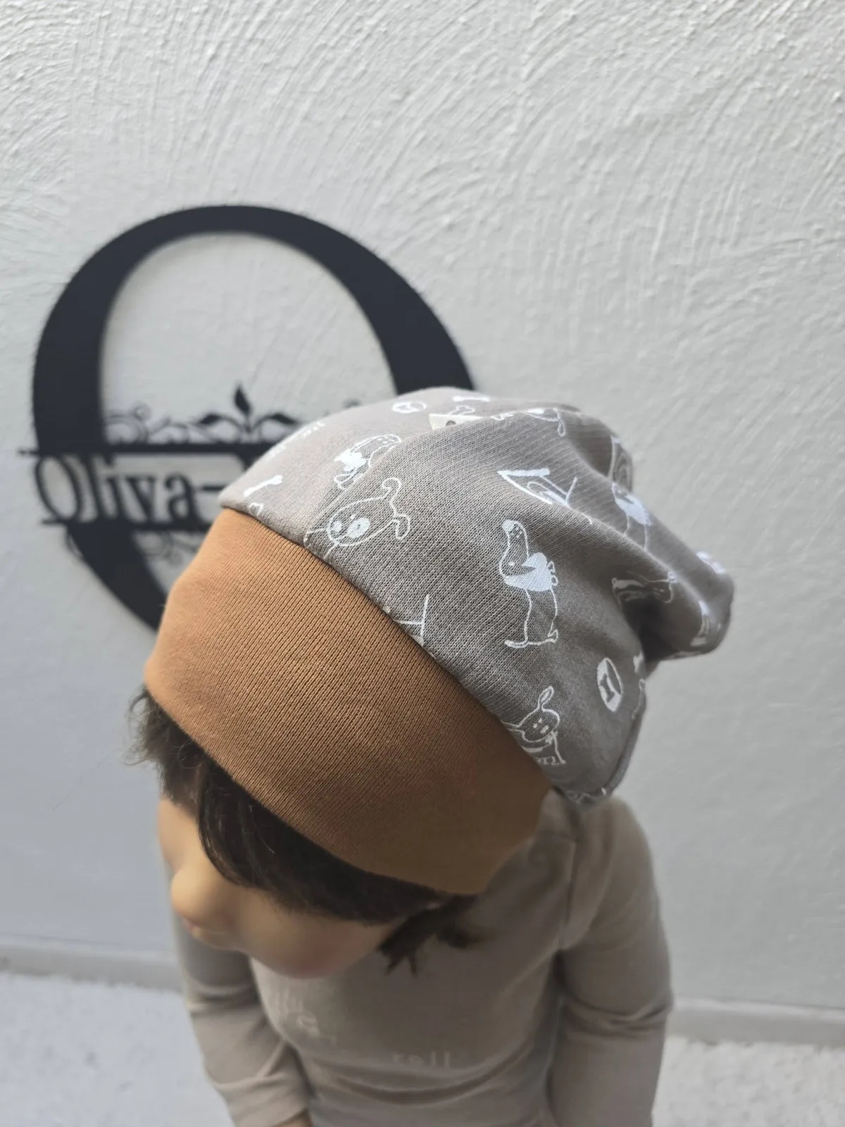 Organic Sweat Beanie Mütze KU. 46-50 cm – Unisex mit Hunden