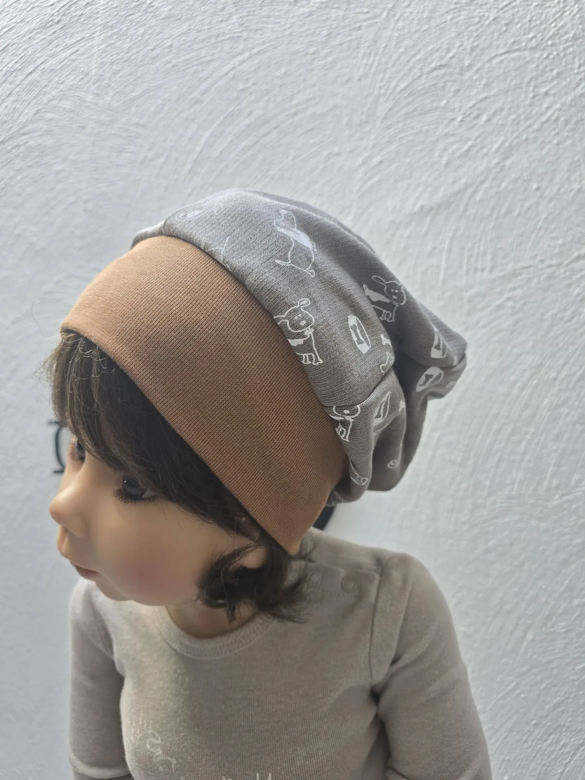 Organic Sweat Beanie Mütze KU. 46-50 cm – Unisex mit Hunden – Bild 3