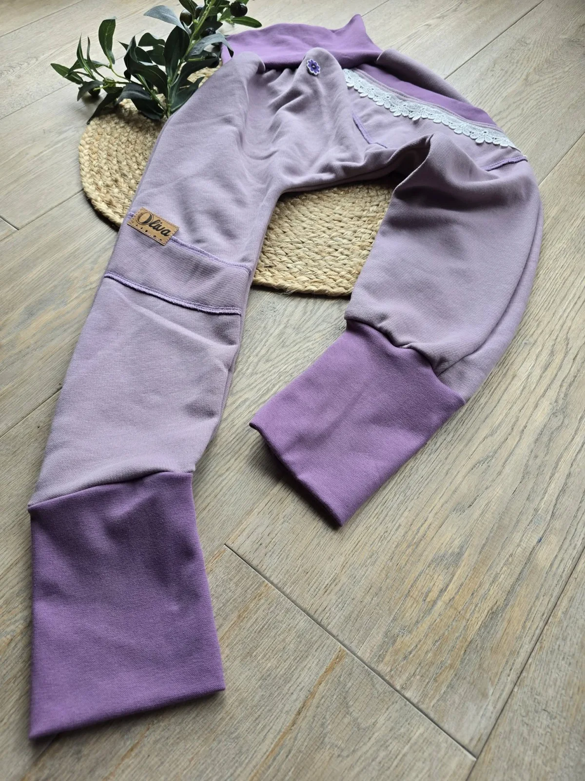 Mädchen Pumphose mit Spitze 128/134 Organic dickerem Sweat Übergang – Bild 5