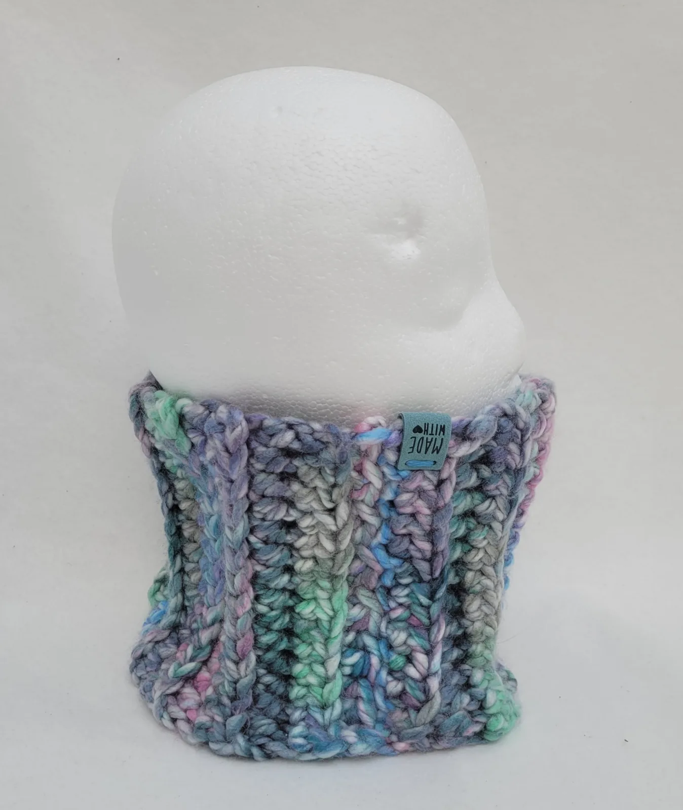 Handgehäkelter Halswärmer für Damen und große Mädchen bunt Winter Schlauchschal Polyacryl Einheitsgröße – Bild 3