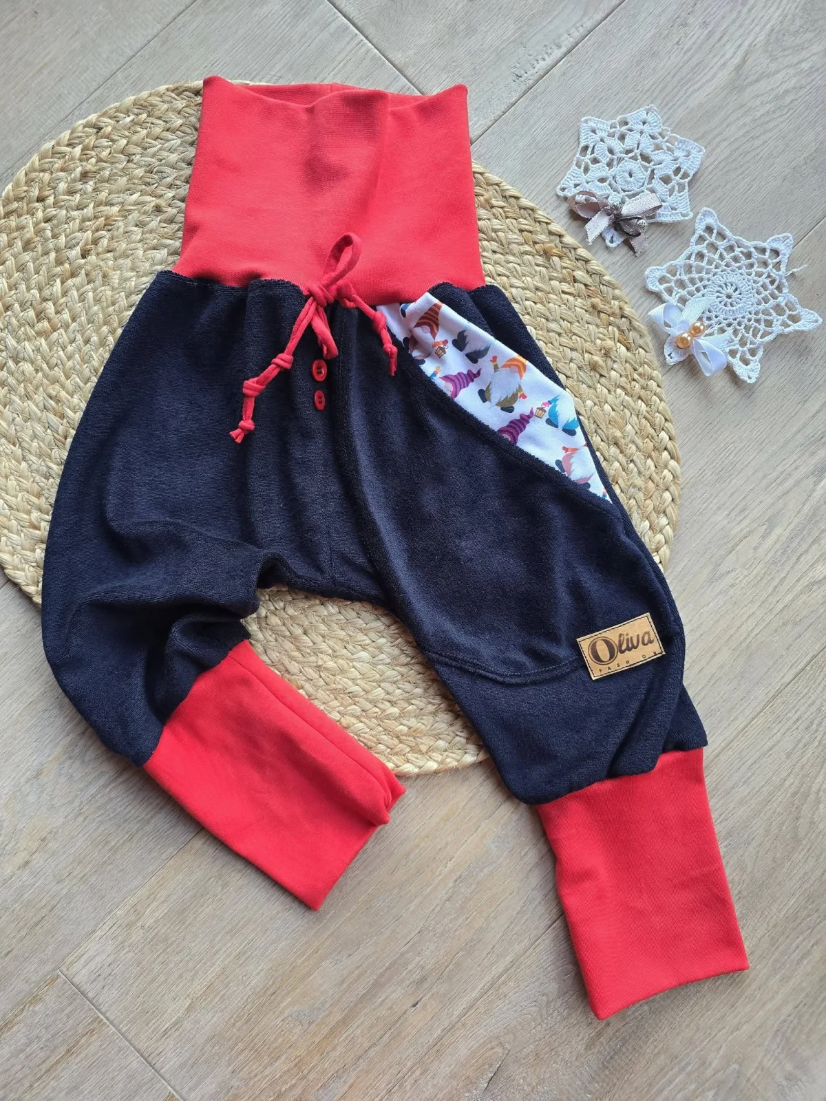 Frottee Kinderhose Übergang Gr.86/92  mitwachsend Zwergen – Bild 2