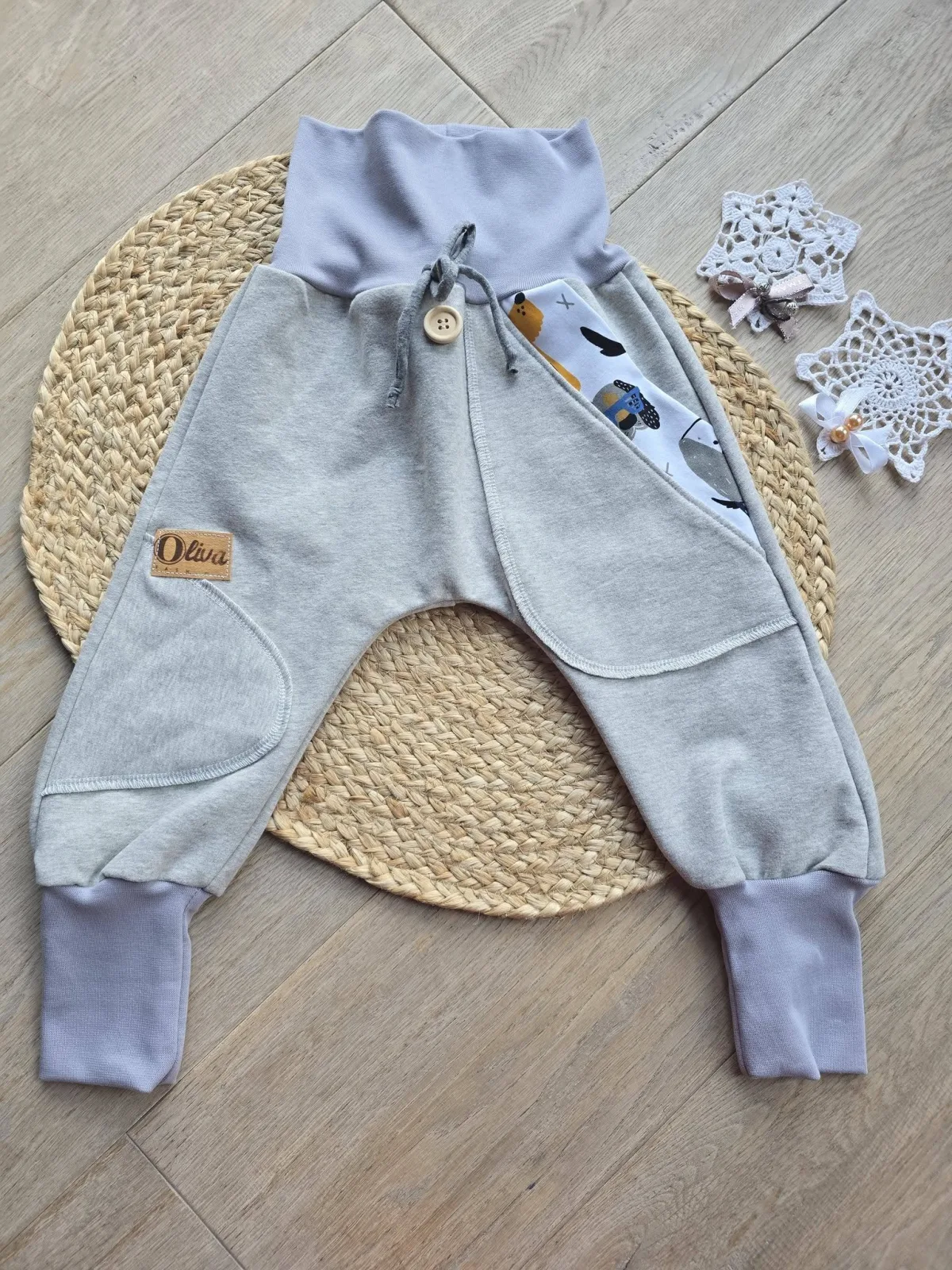 Pumphose angerautem Wintersweat Gr.86/92 warm, mitwachsend