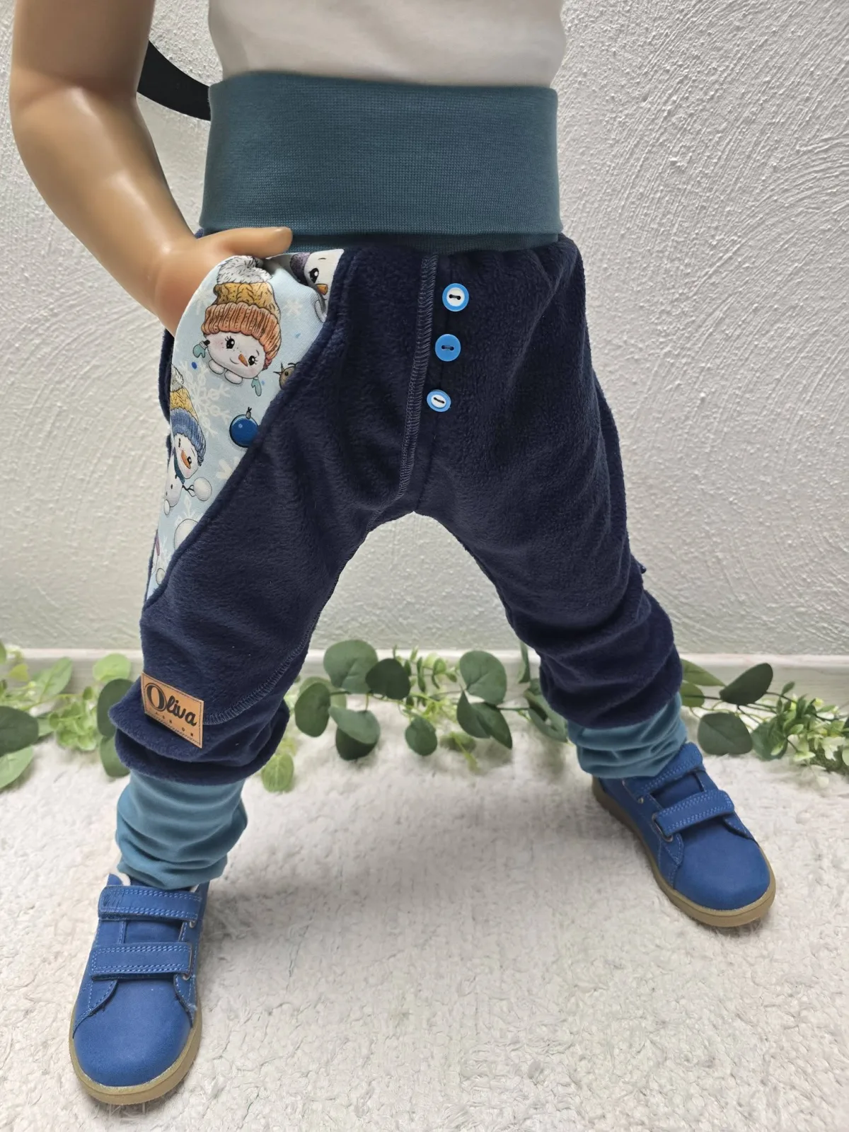 Warme Pumphose Gr.92/98 Polarfleece Winterhose Schneemann Unisex – Bild 2