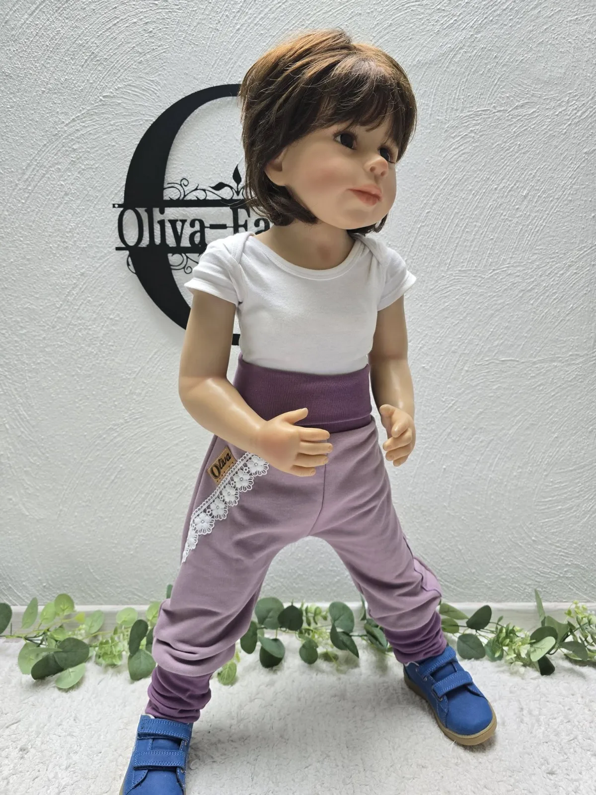 Pumphose mit Spitze Gr. 92/98 Organic dickerem Sweat Übergang – Bild 6