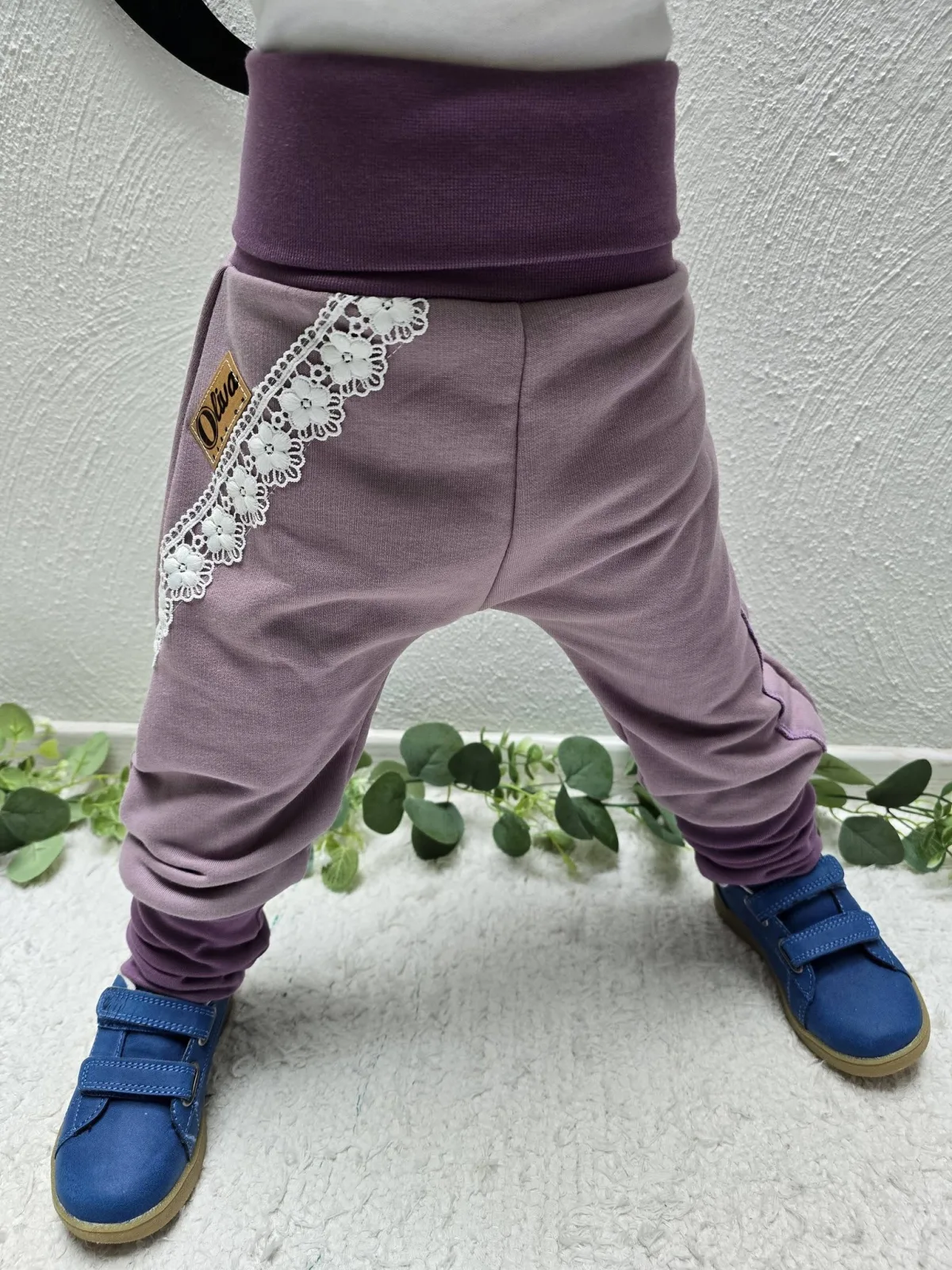 Pumphose mit Spitze Gr. 92/98 Organic dickerem Sweat Übergang – Bild 2