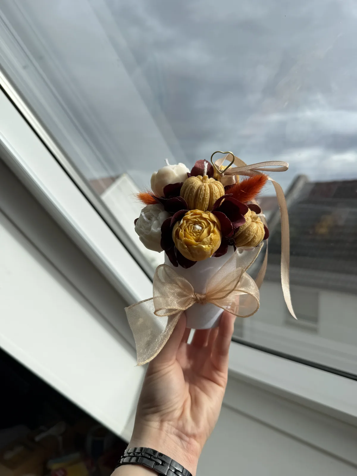 Duftkerzen Blumenstrauß aus 9 Sojawachs Kerzen | Kürbis Zimt & Blumen Duft | Herbst Deko | Kerzenstrauß | Geschenk für Sie – Bild 2
