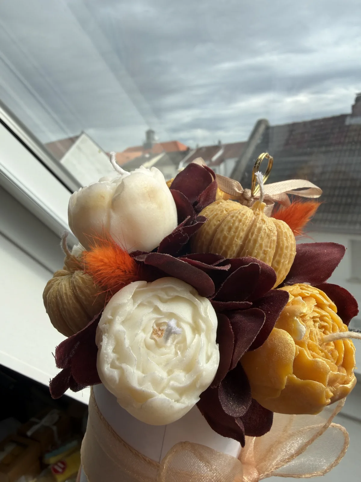 Duftkerzen Blumenstrauß aus 9 Sojawachs Kerzen | Kürbis Zimt & Blumen Duft | Herbst Deko | Kerzenstrauß | Geschenk für Sie – Bild 4
