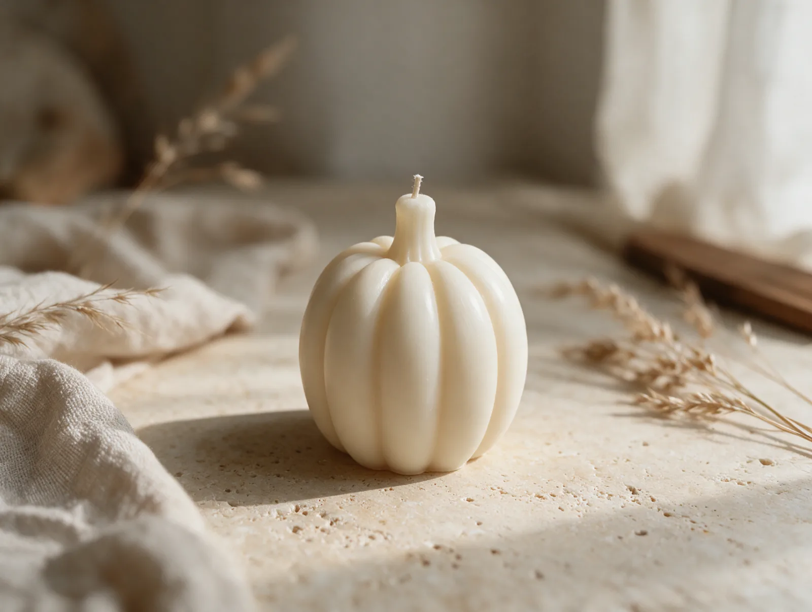 Kürbis Kerze Avela aus Rapswachs – handgemachte Herbstdeko