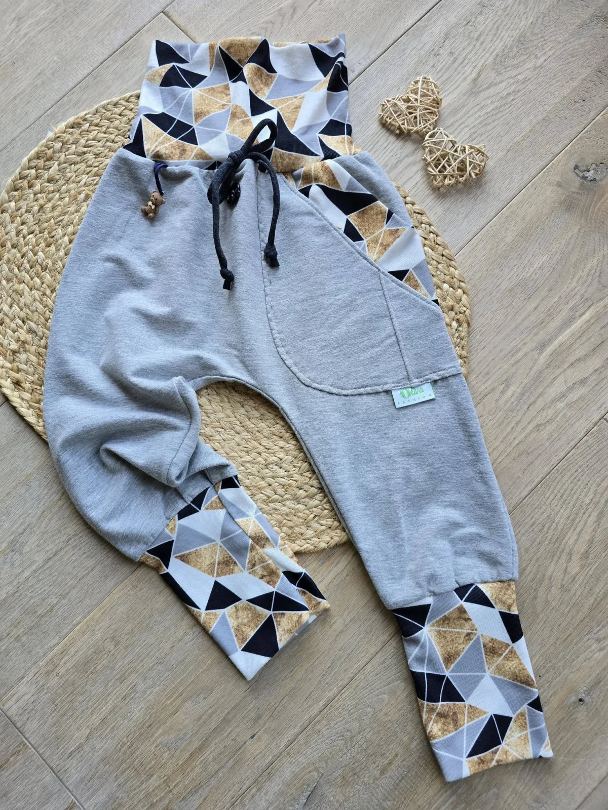 Organic Sweat Pumphose Gr.98/104 Mädchen Grau Geometrisch – Bild 2