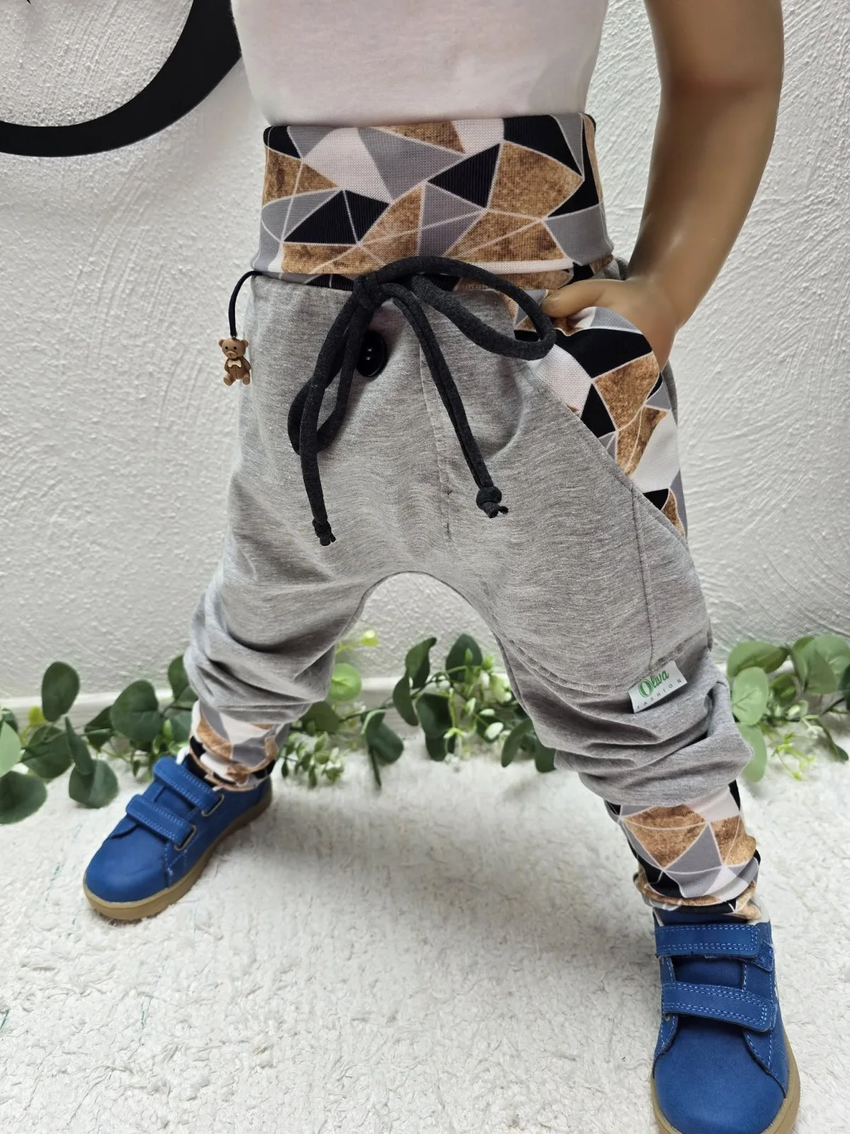 Organic Sweat Pumphose Gr.98/104 Mädchen Grau Geometrisch