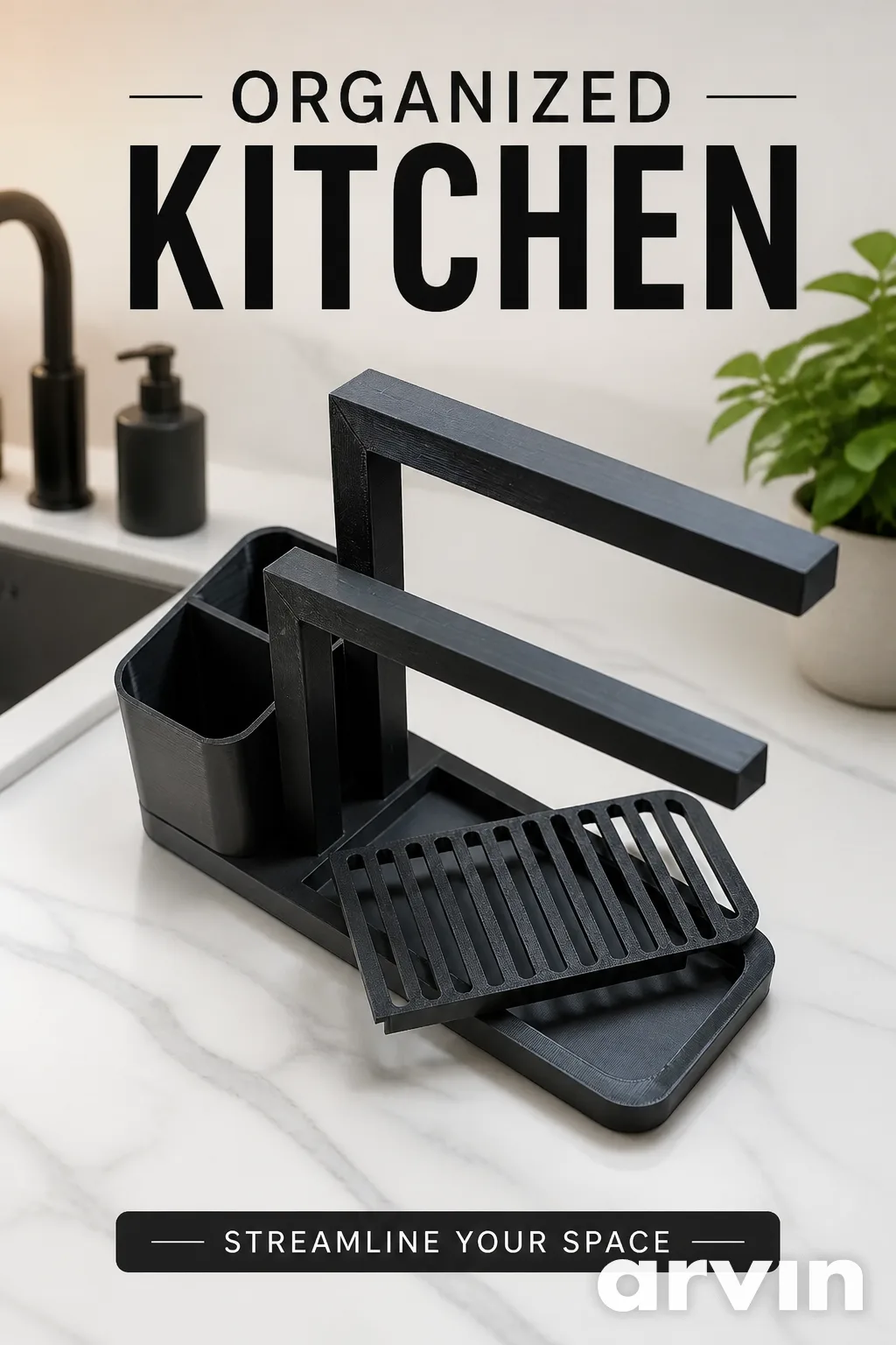 2-in-1 Küchenorganizer – Abtropfgestell & Besteckhalter – Bild 4