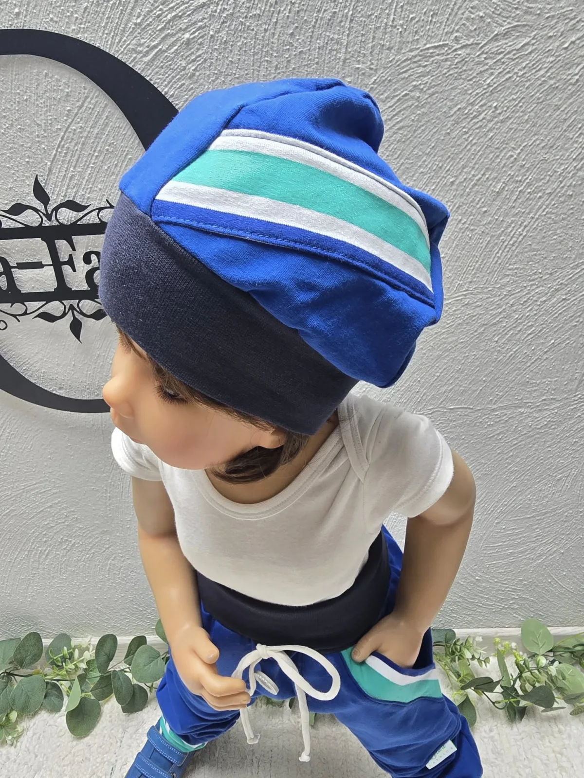 Organic Sweat Pumphose Gr.98/104 Blau Unisex mit Streifen – Bild 8