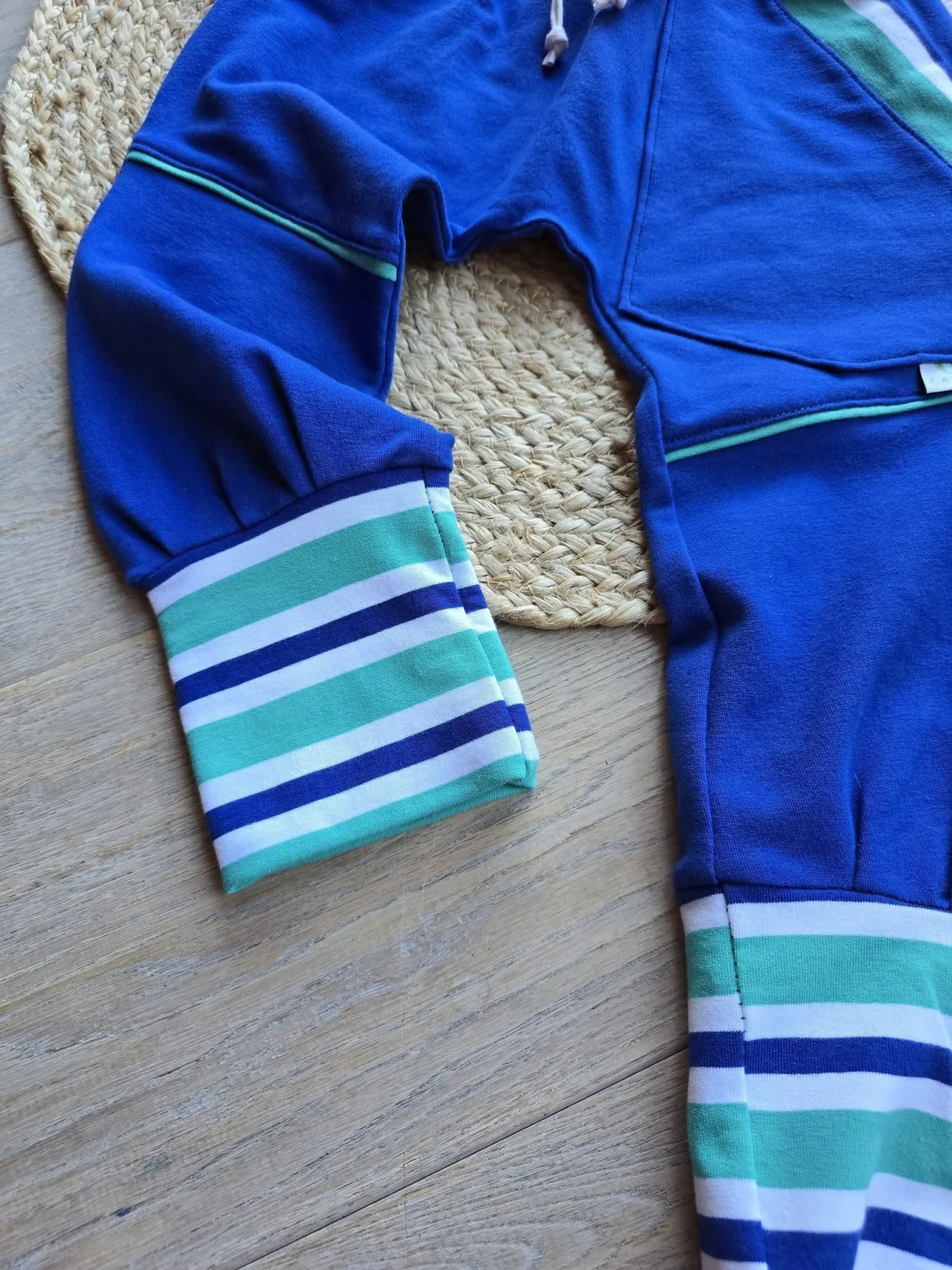 Organic Sweat Pumphose Gr.98/104 Blau Unisex mit Streifen – Bild 5