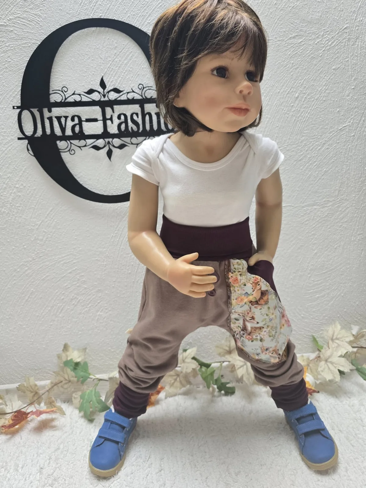 Pumphose mit Waldtiere Gr.98/104 Organic dickerem Sweat Übergang – Bild 5