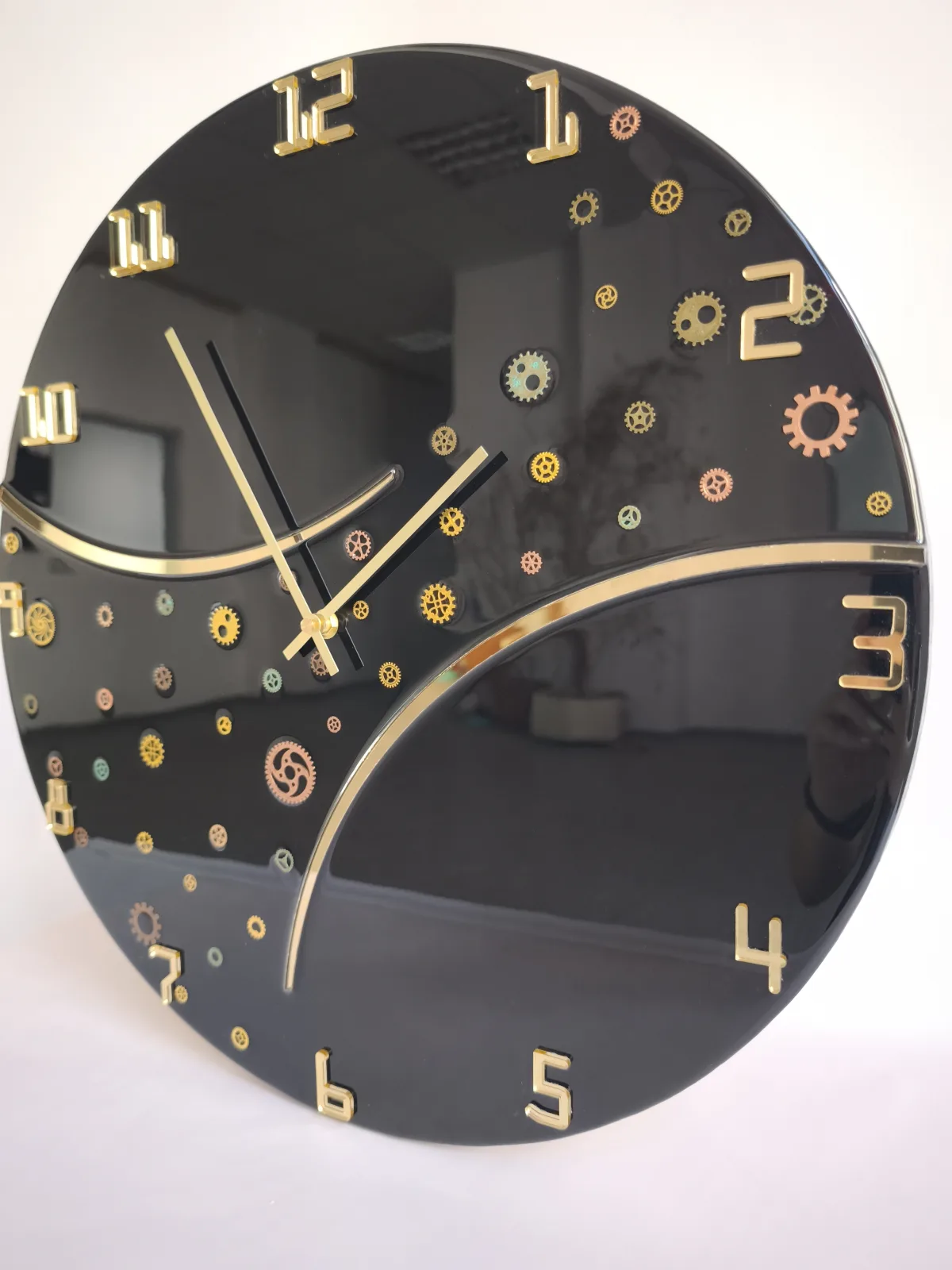 Wanduhr Epoxidharz Schwarz 47cm – Bild 3