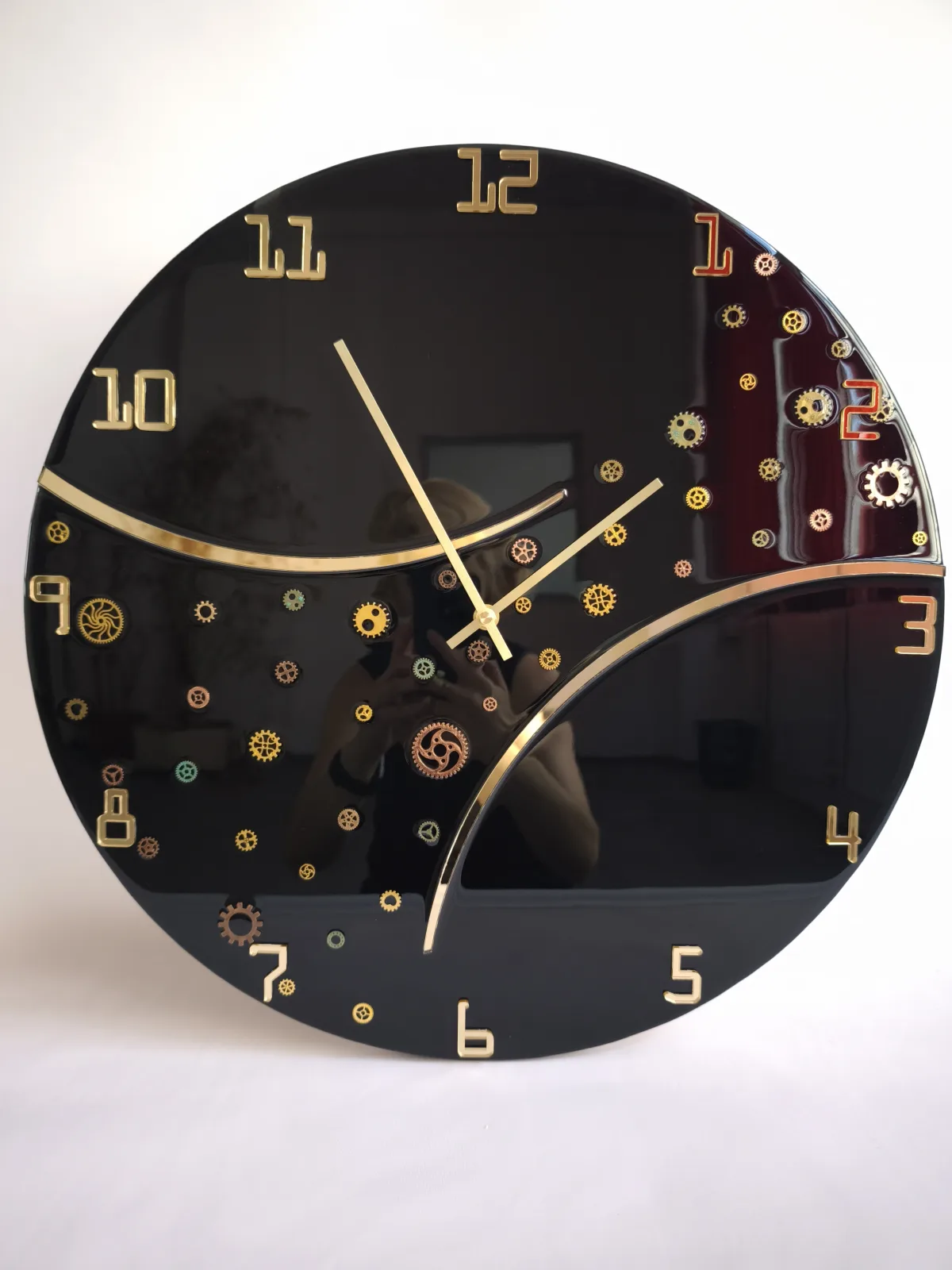 Wanduhr Epoxidharz Schwarz 47cm