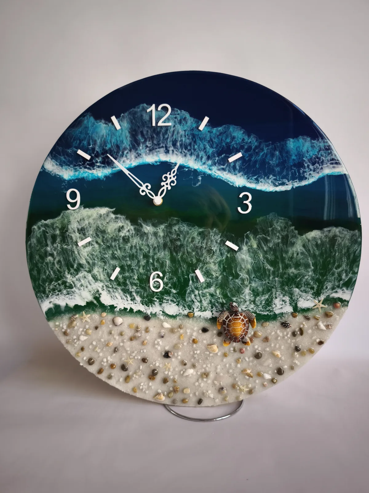 Wanduhr Epoxidharz 47cm Meer