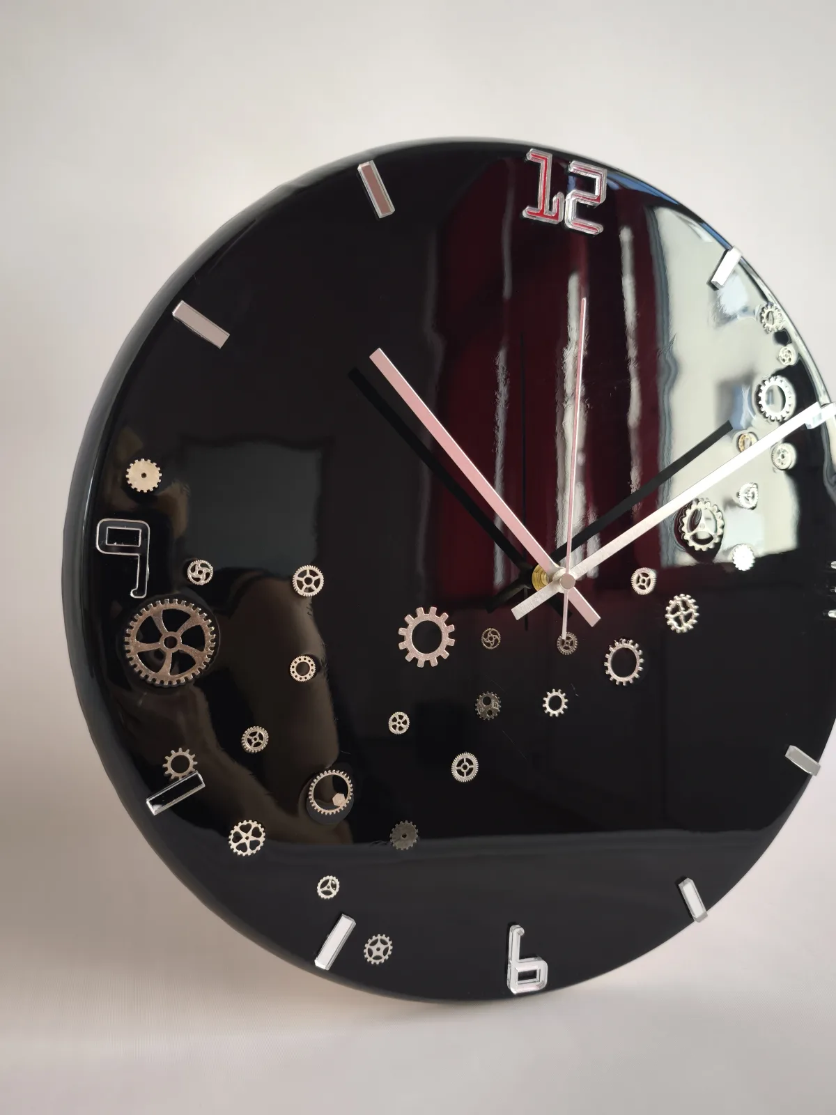 Wanduhr Epoxidharz Schwarz – Bild 3