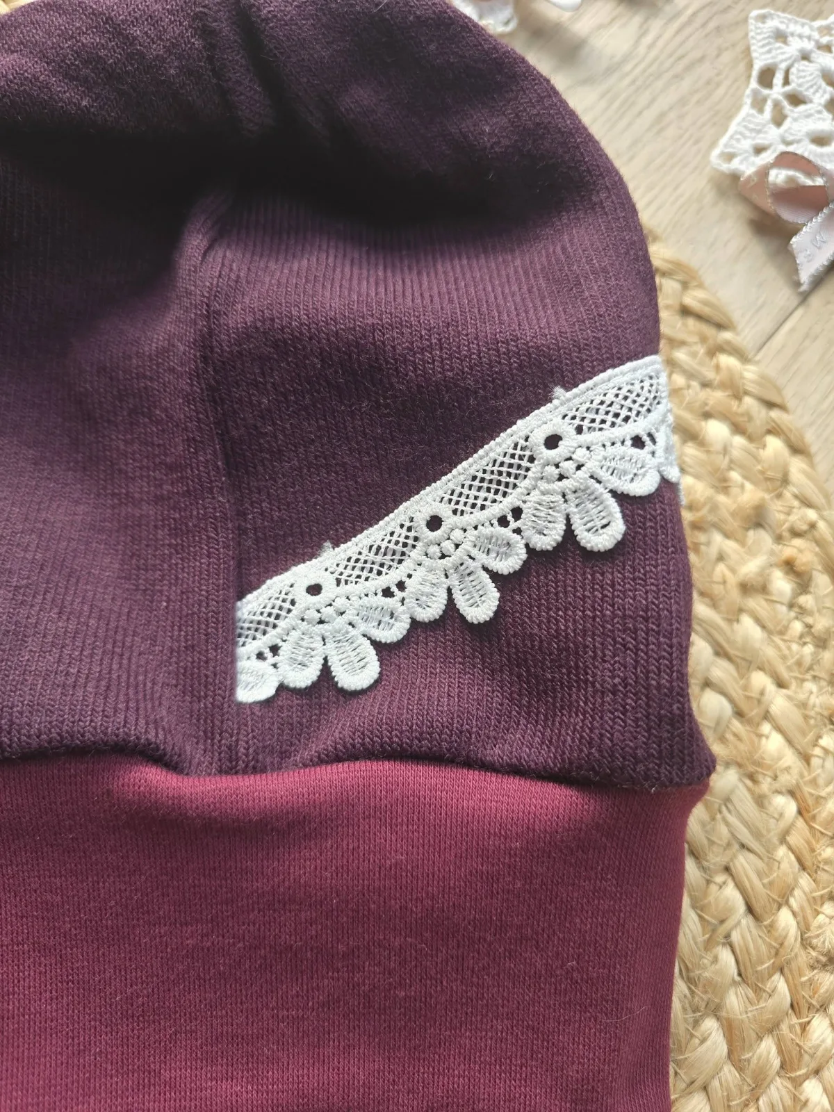 Strickmütze Beanie Mütze Baby/Kinder Beere KU. 46-50 cm Spitze einlagig – Bild 4
