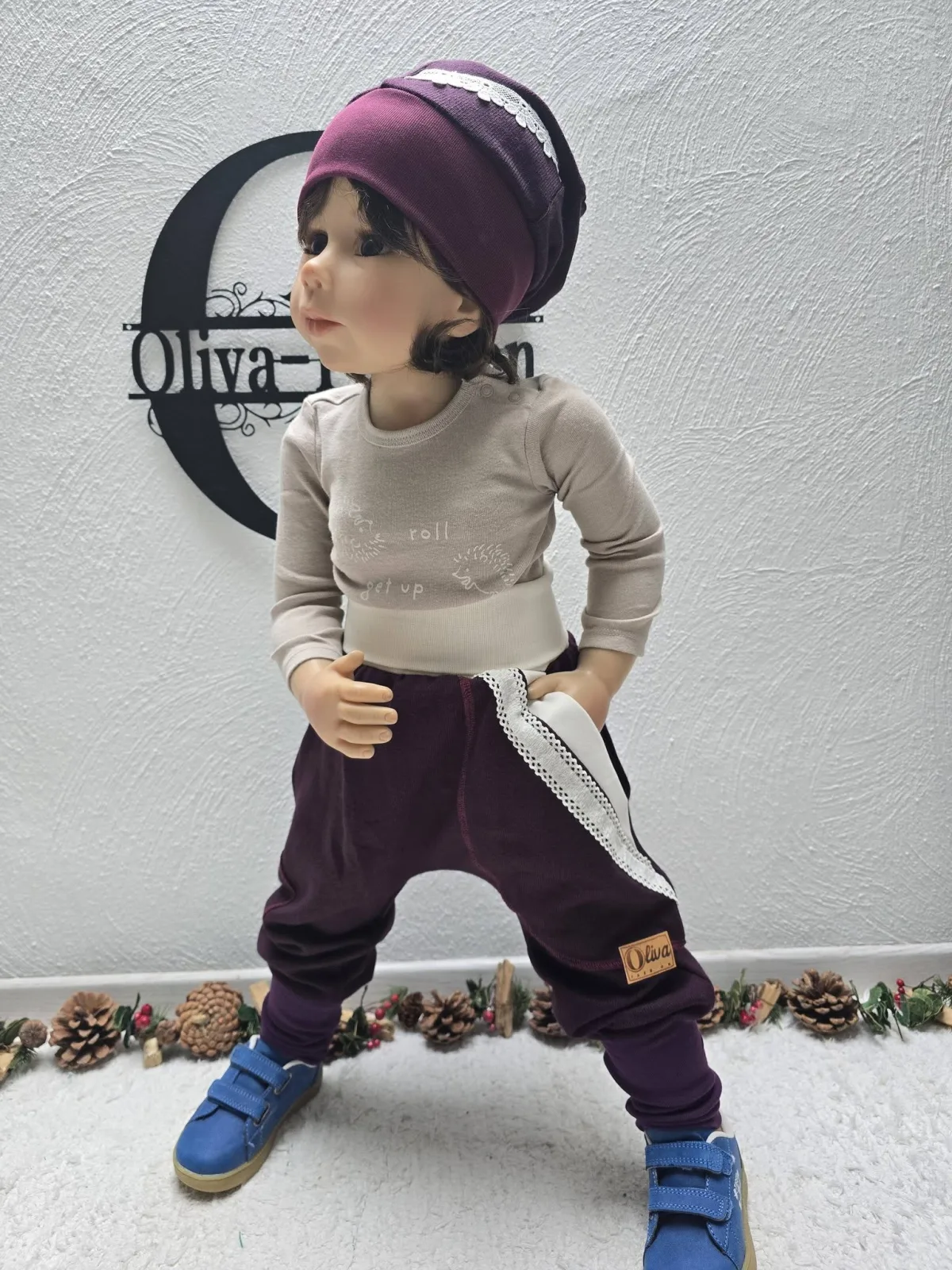 Strickmütze Beanie Mütze Baby/Kinder Beere KU. 46-50 cm Spitze einlagig – Bild 2