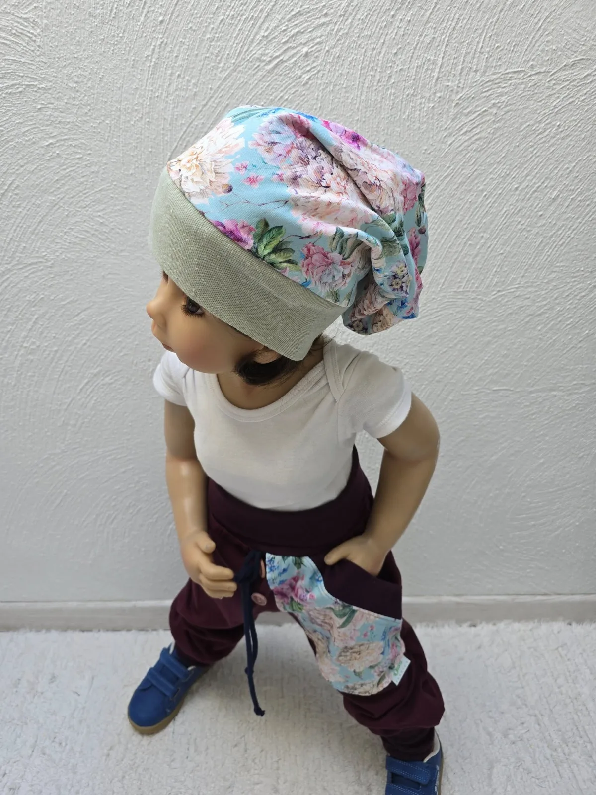Kinder Beanie Mütze KU.50-54 cm Übergangsmütze gefüttert Blumigen – Bild 5