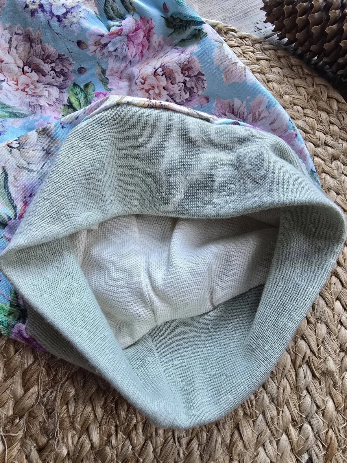 Kinder Beanie Mütze KU.50-54 cm Übergangsmütze gefüttert Blumigen – Bild 4