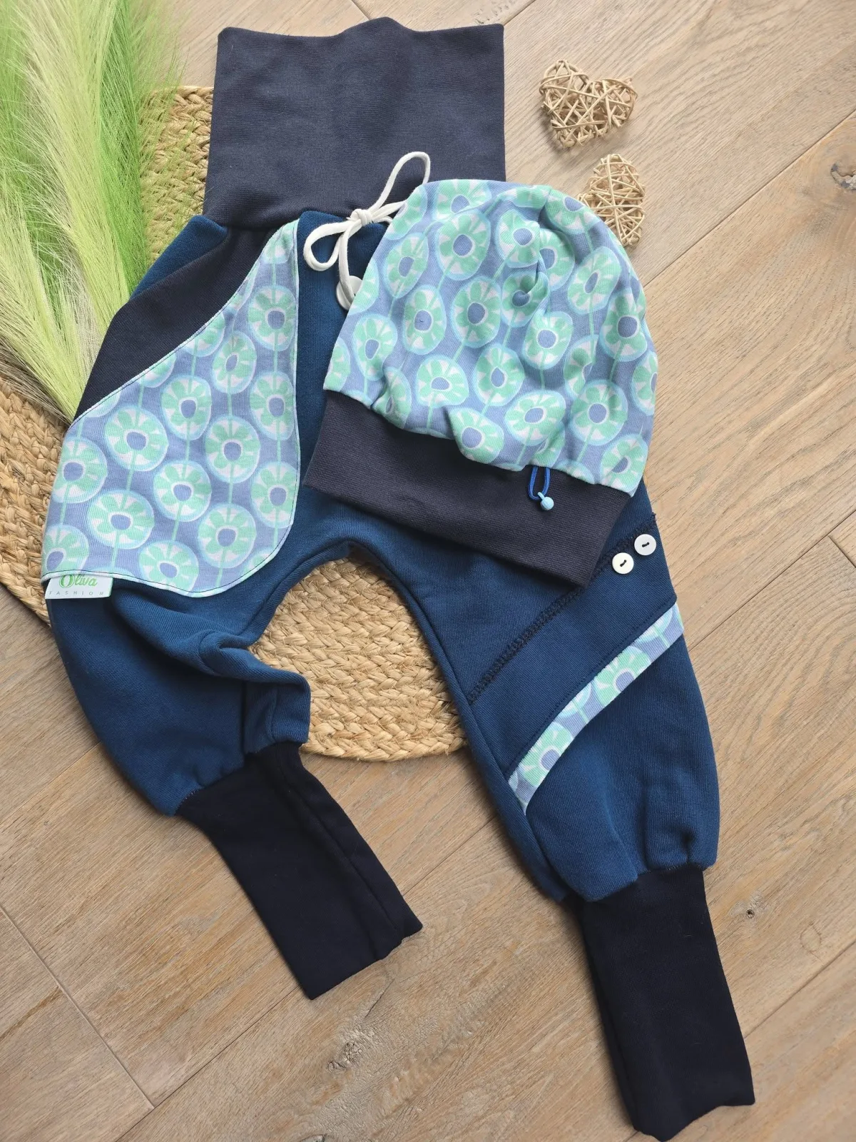 Pumphose Gr.98/104 Organic dickerem Sweat Übergangshose Unikat – Bild 2